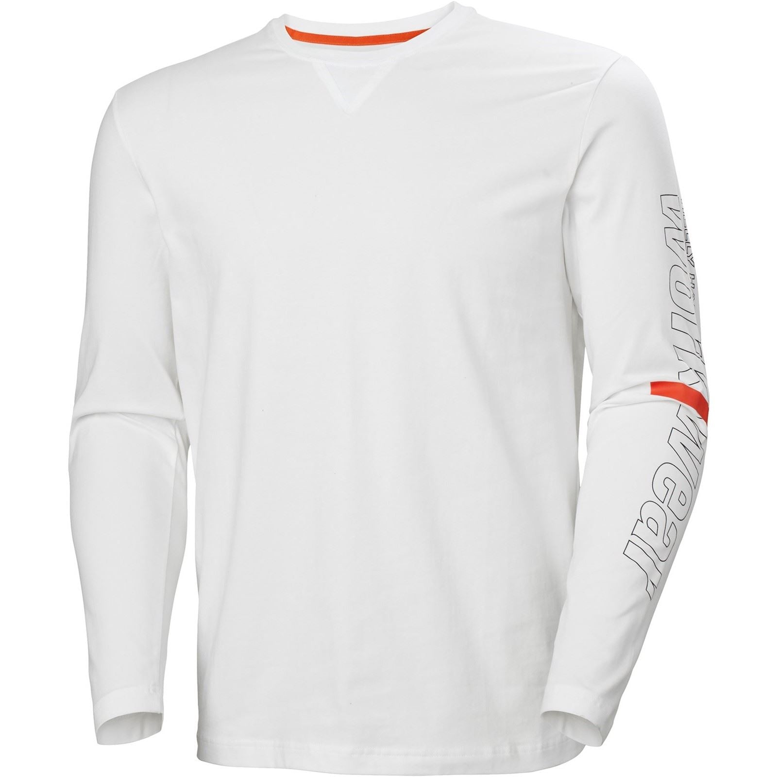Helly Hansen Workwear Logo Longsleeve Baumwolle Herren Weißes T-Shirt