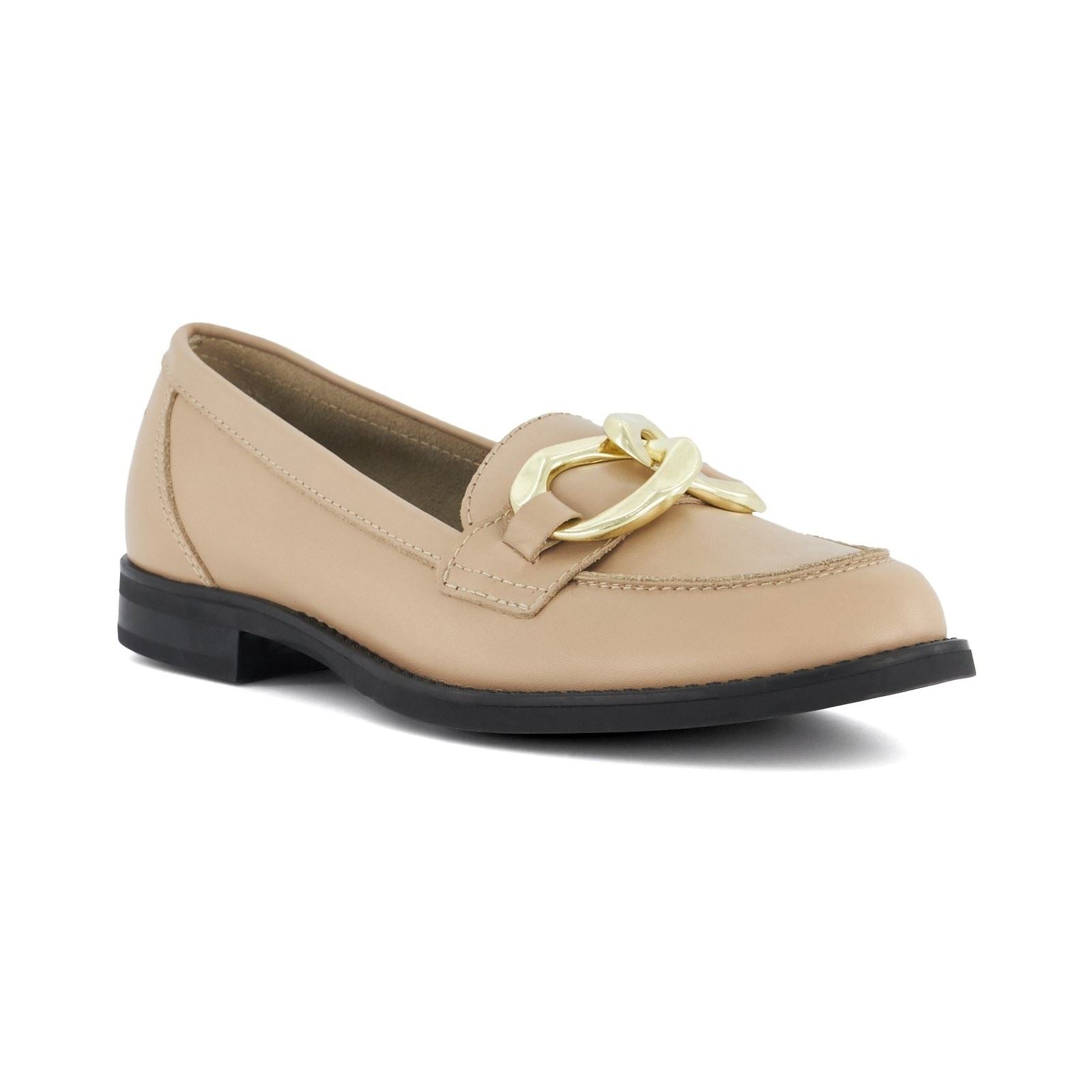 Dune Goddess Leder Damen Kamel Loafers