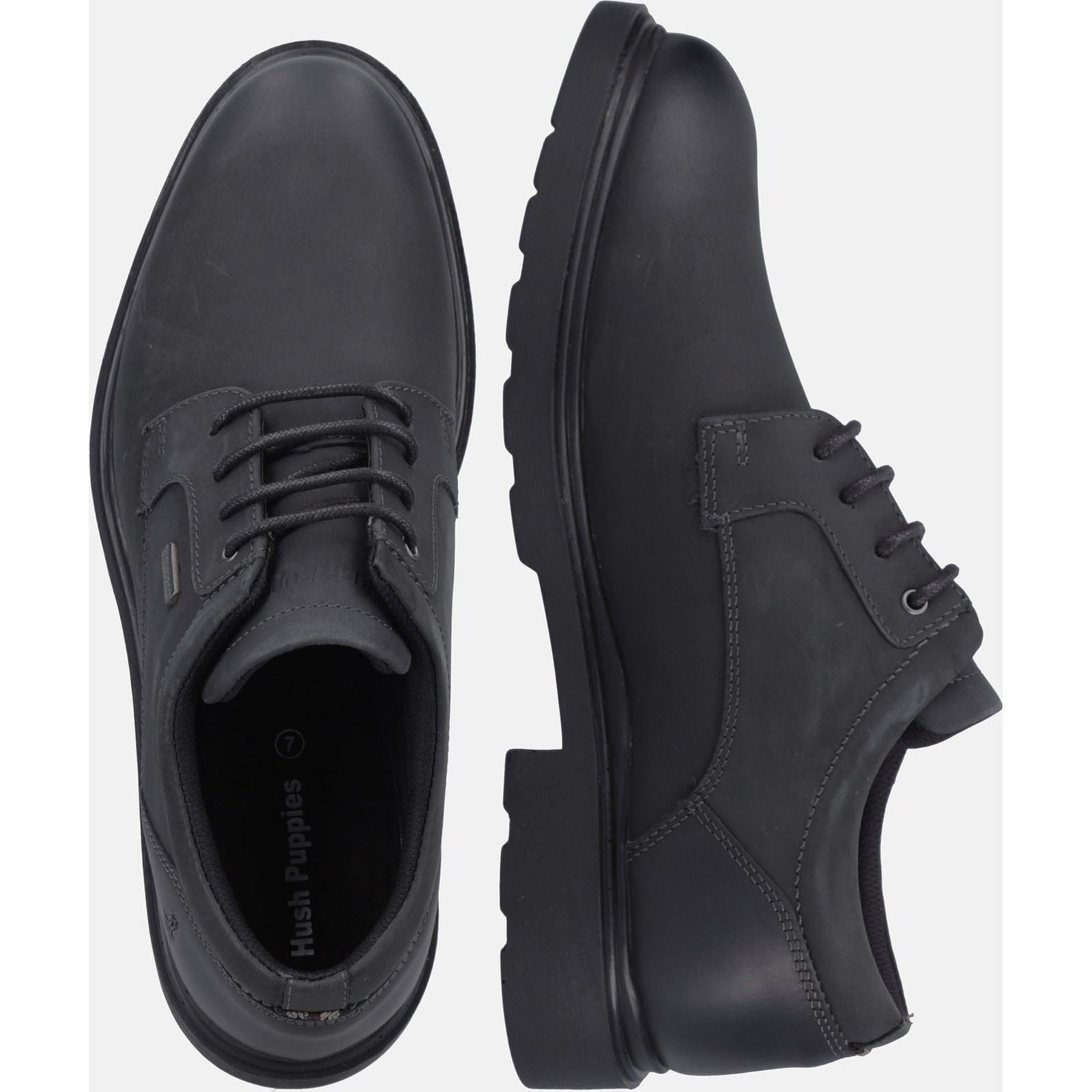 Hush Puppies Pearce Schwarze Farbe Herren-Schnürschuhe Aus Leder