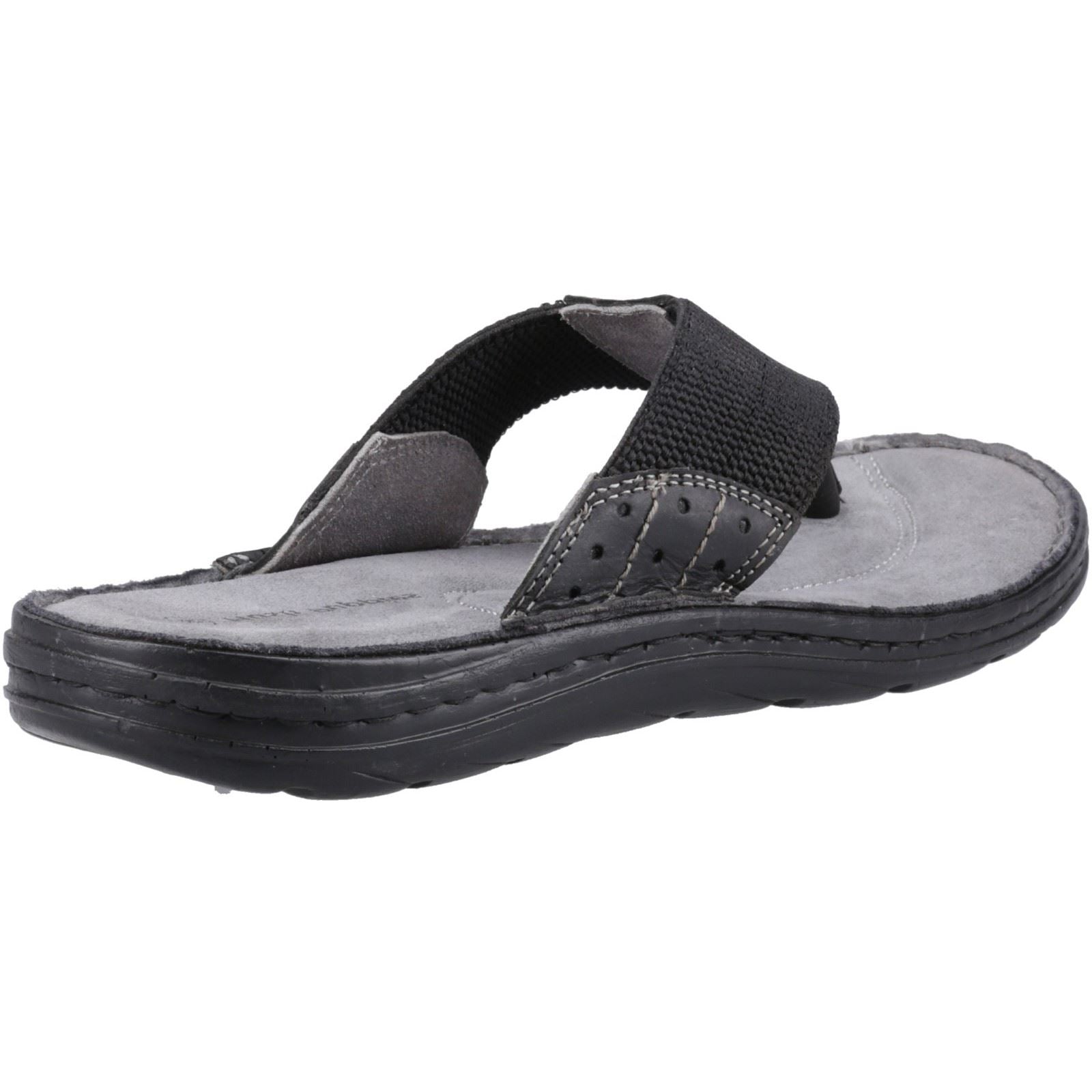 Hush Puppies Alan Toepost Herren Flip-Flops Aus Schwarzem Leder