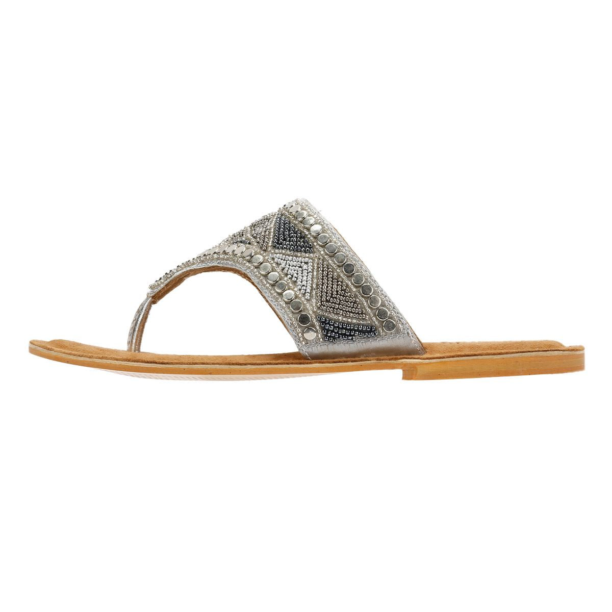 Tower London Wide Vamp Toepost Damen Silber Sandalen