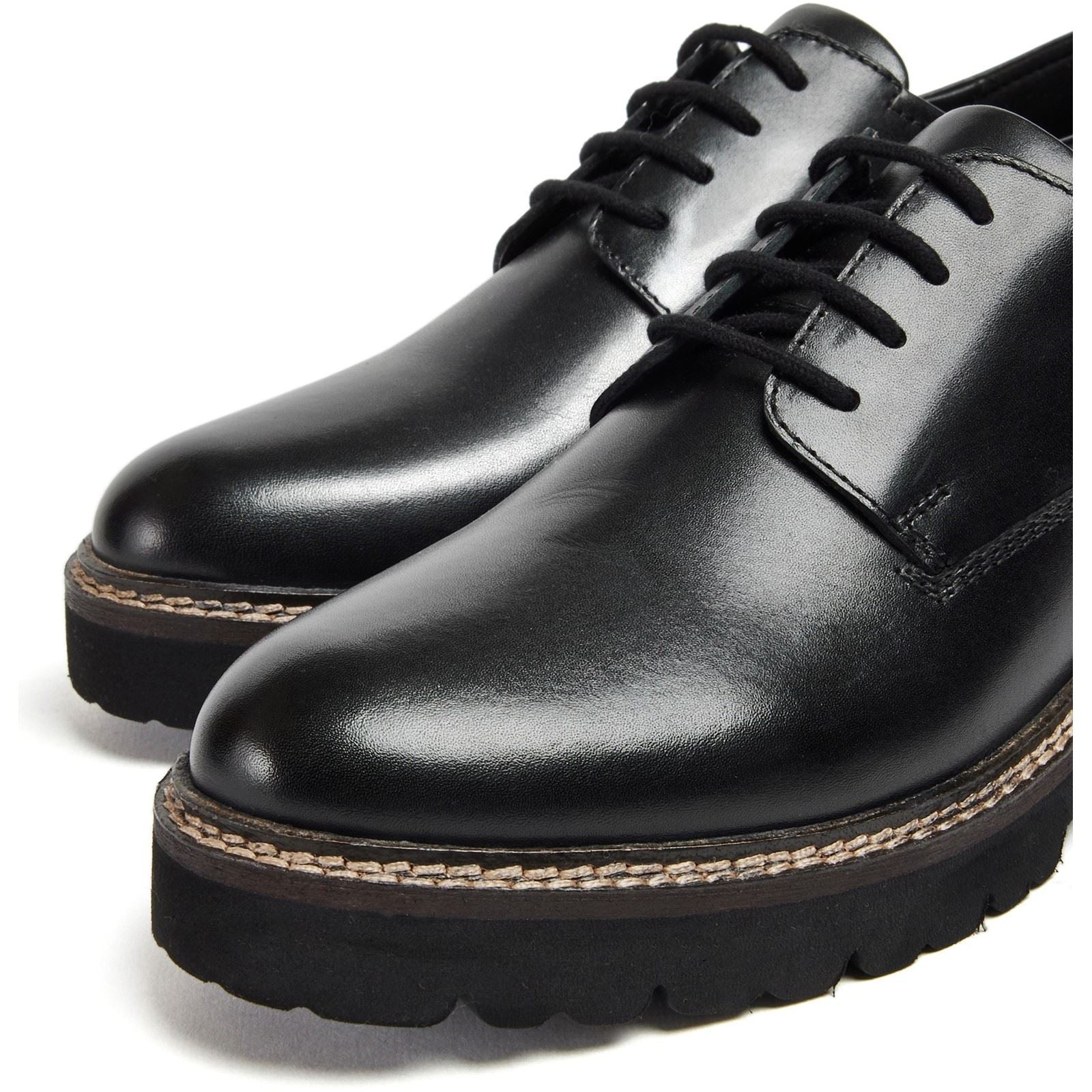 Pod Kris Damen Derbyschuhe Aus Schwarzem Leder