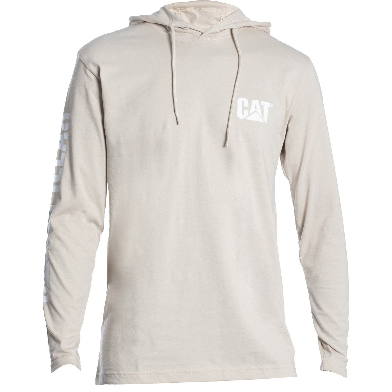 Caterpillar Hooded Long Sleeve Baumwolle Herren Beige T-Shirt