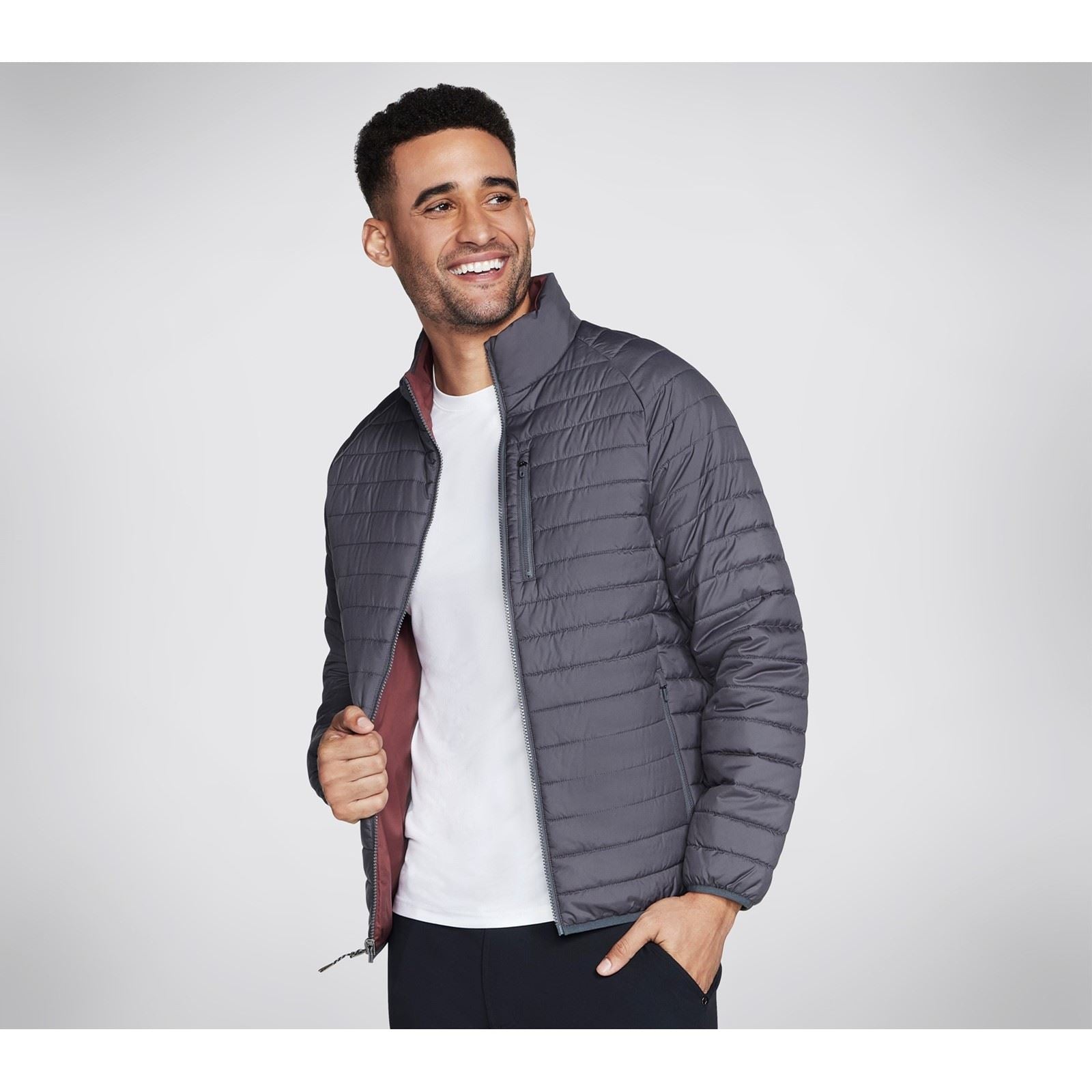 Skechers Performance Go Shield Altitude Reversible Jacket Herren Schwarze Pufferjacke