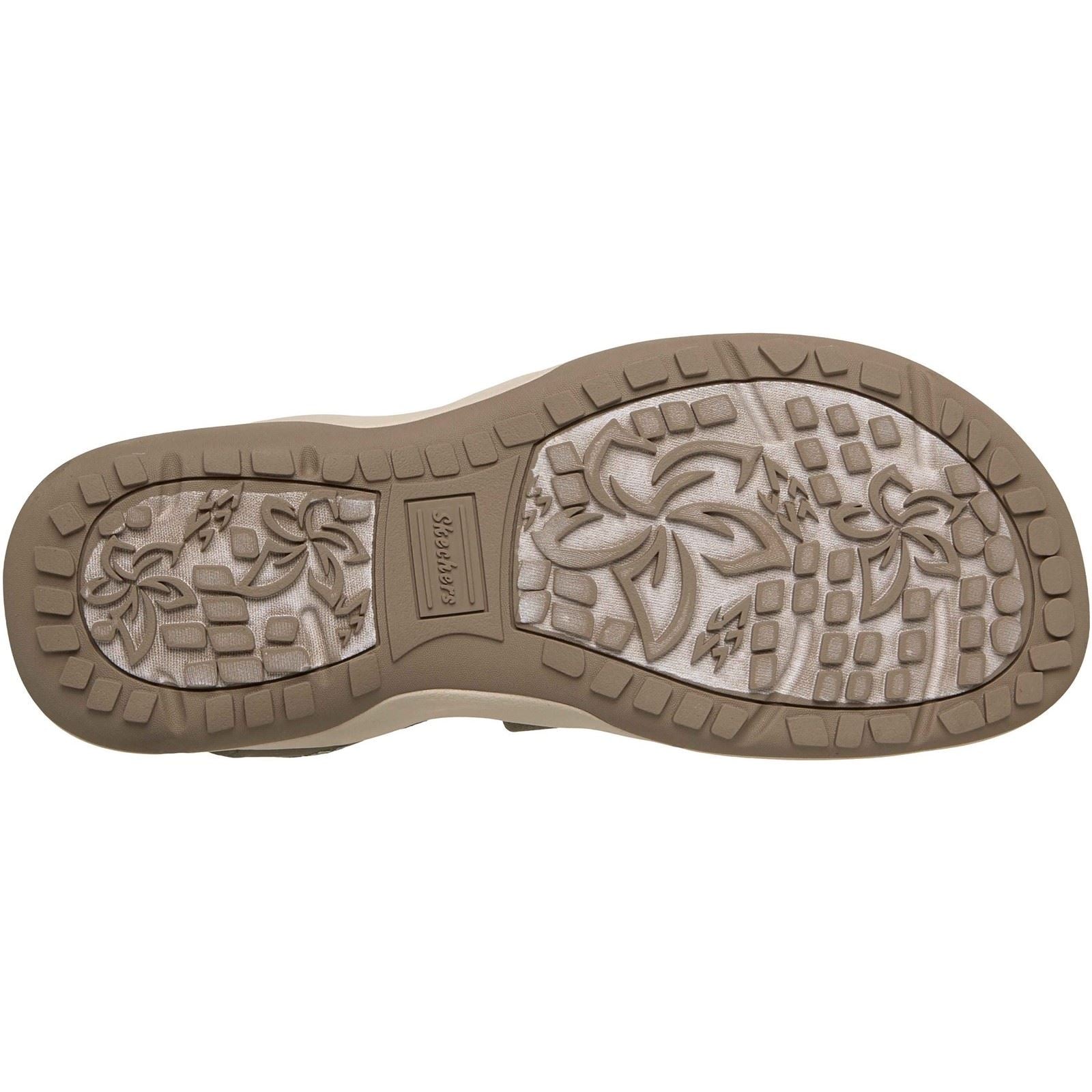 Skechers Reggae Slim Stretch Flex Textil Damen Oliven Sandalen