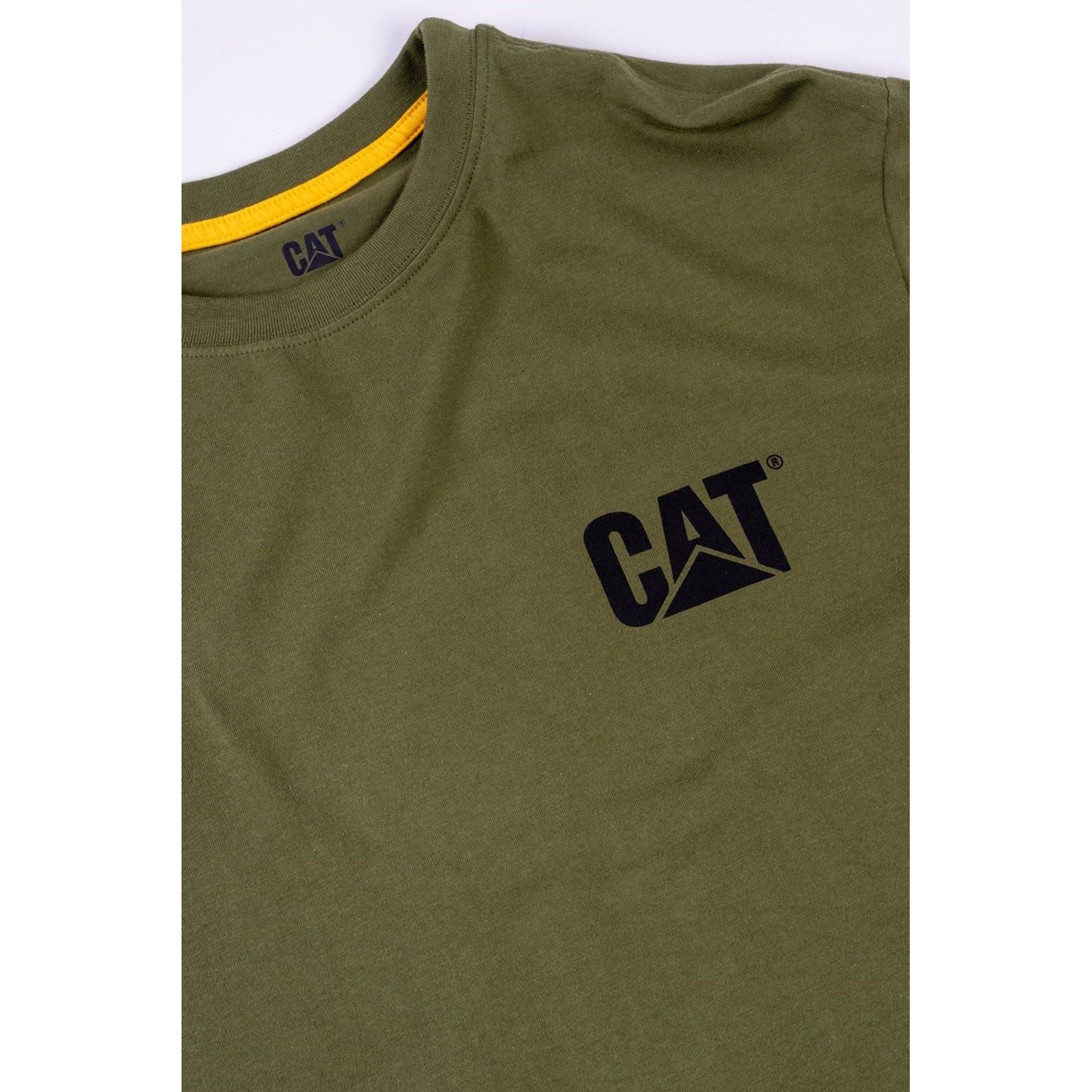 Caterpillar Trademark Banner Long Sleeve Baumwolle Herren Grünes T-Shirt
