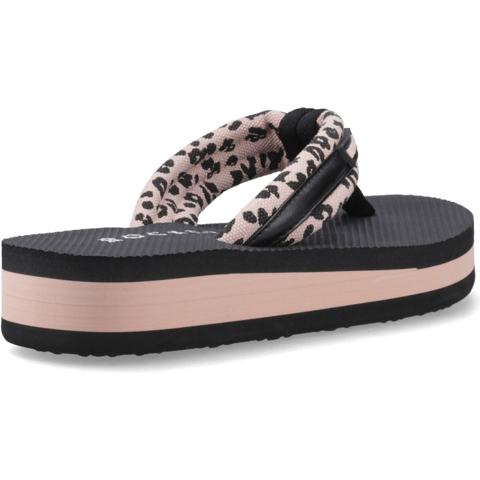 Rocket Dog Monica Leon Leopard Textile Damen Flip-Flops In Hellrosa