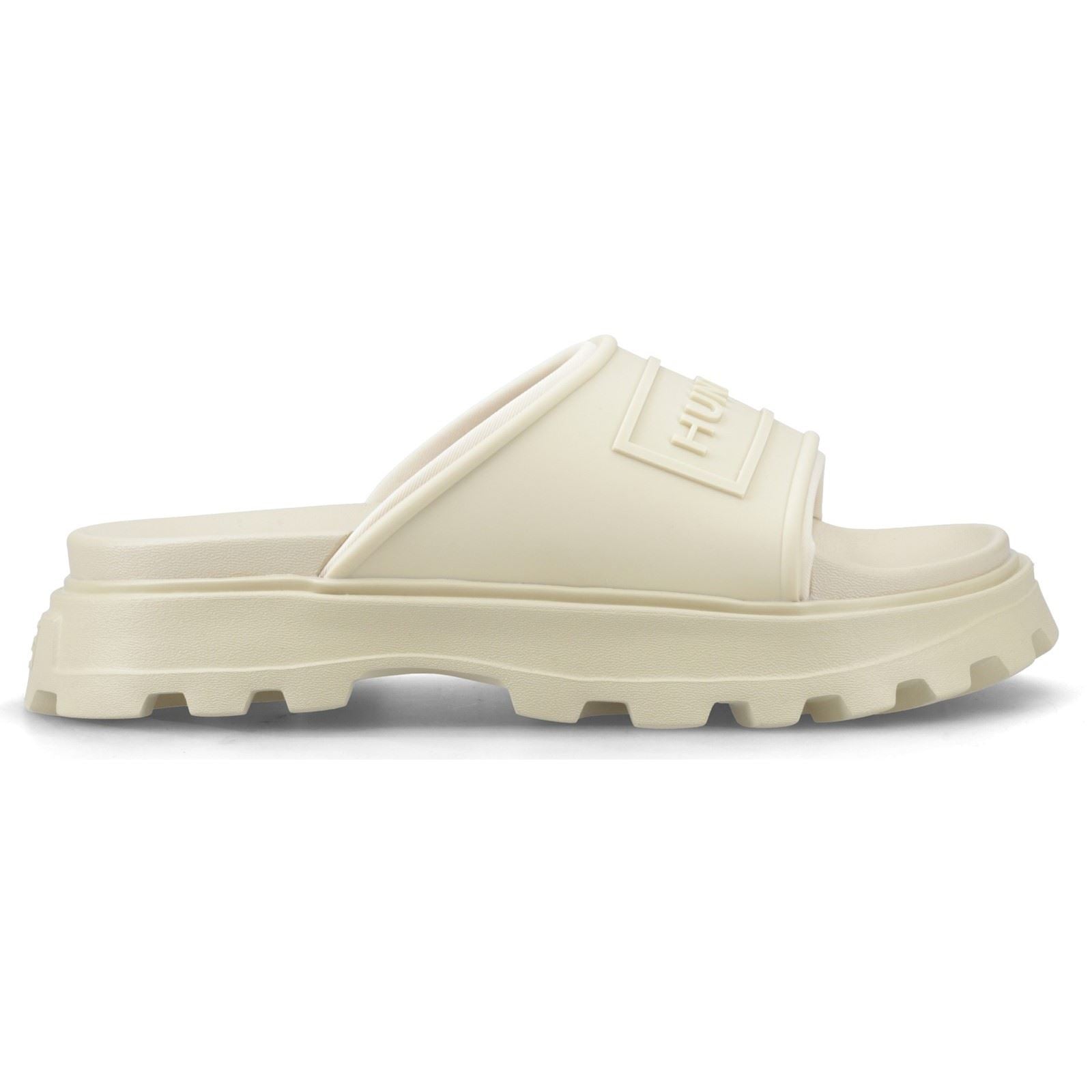 Hunter Moulded Stacked Slider Synthetik Damen Kies Pantoletten