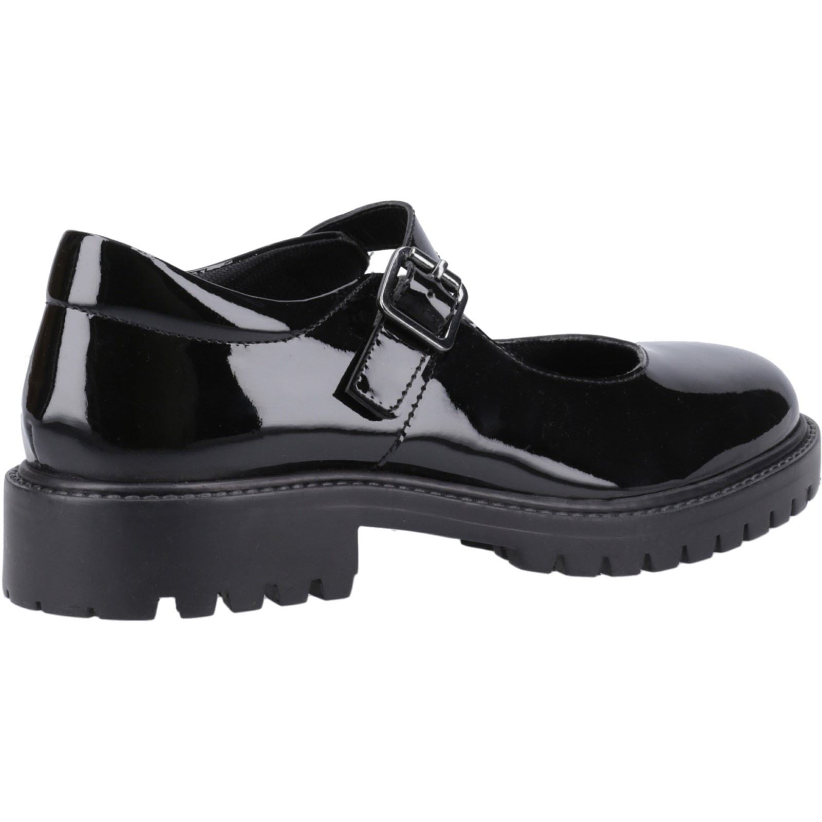 Hush Puppies Aurora Patent Junior Mädchenschuhe Aus Schwarzem Leder
