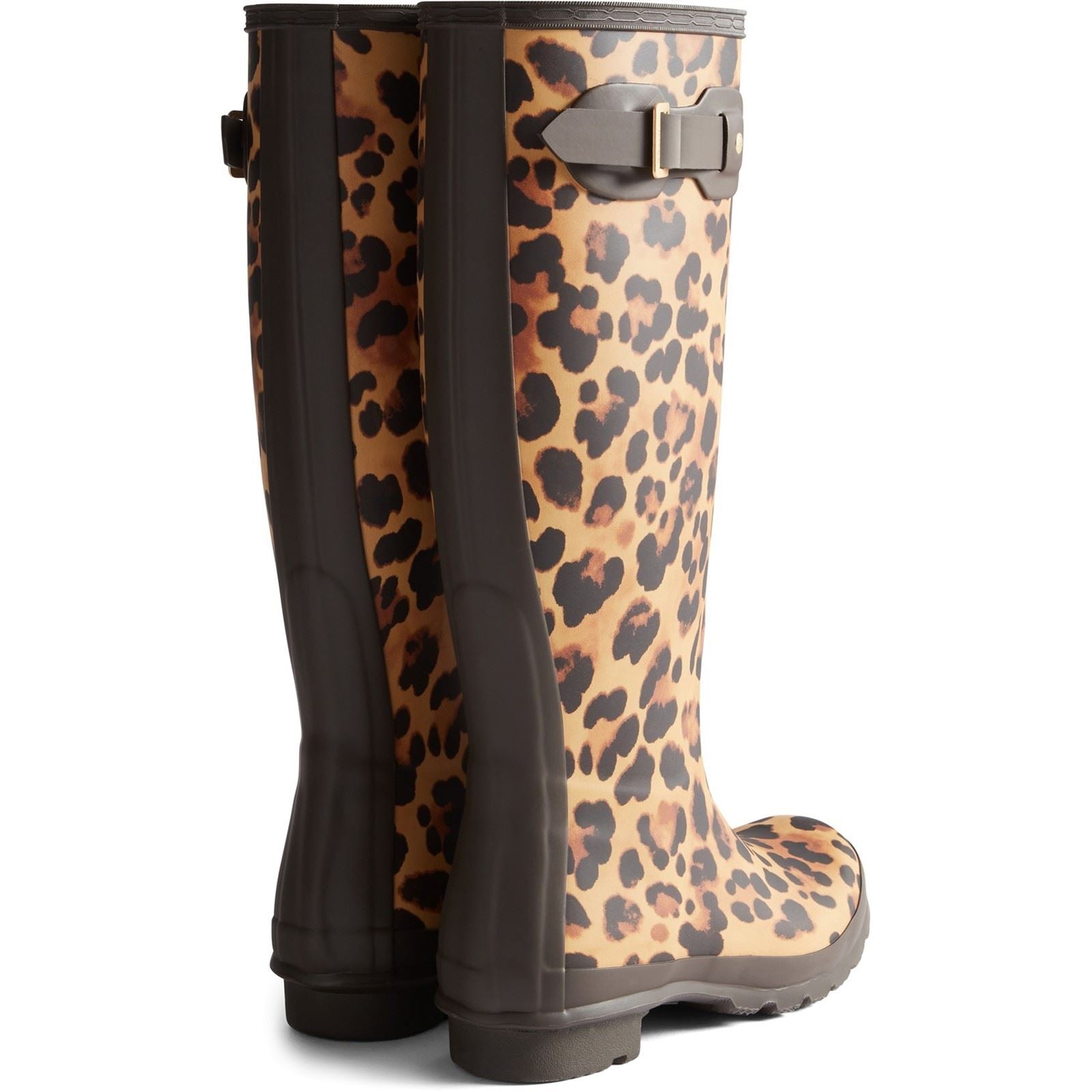 Hunter Original Tall Damen Leopardmuster/Schokoladenbraune Gummistiefel