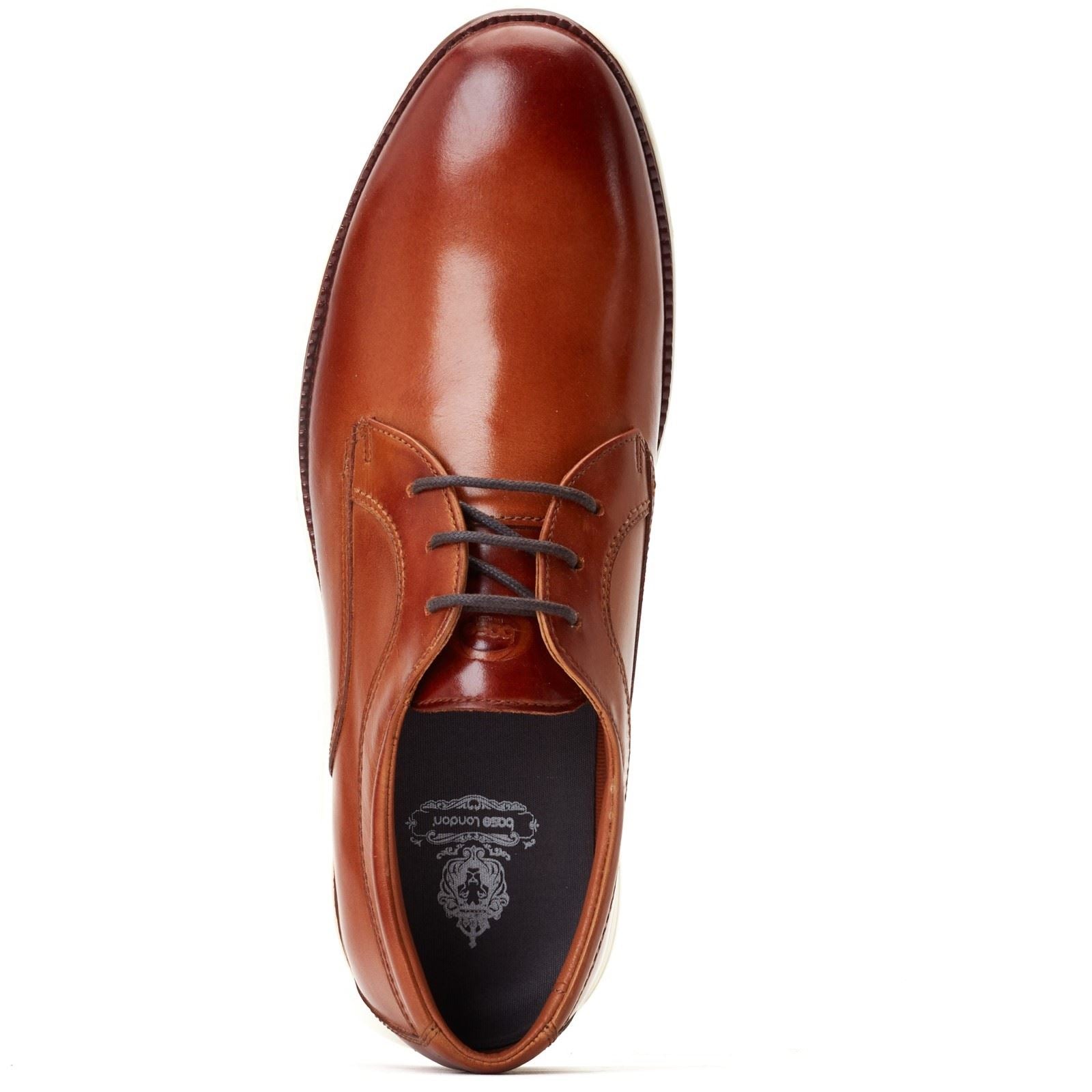 Base London Wing Leder Herren Derby Schuhe In Verbranntem Braun