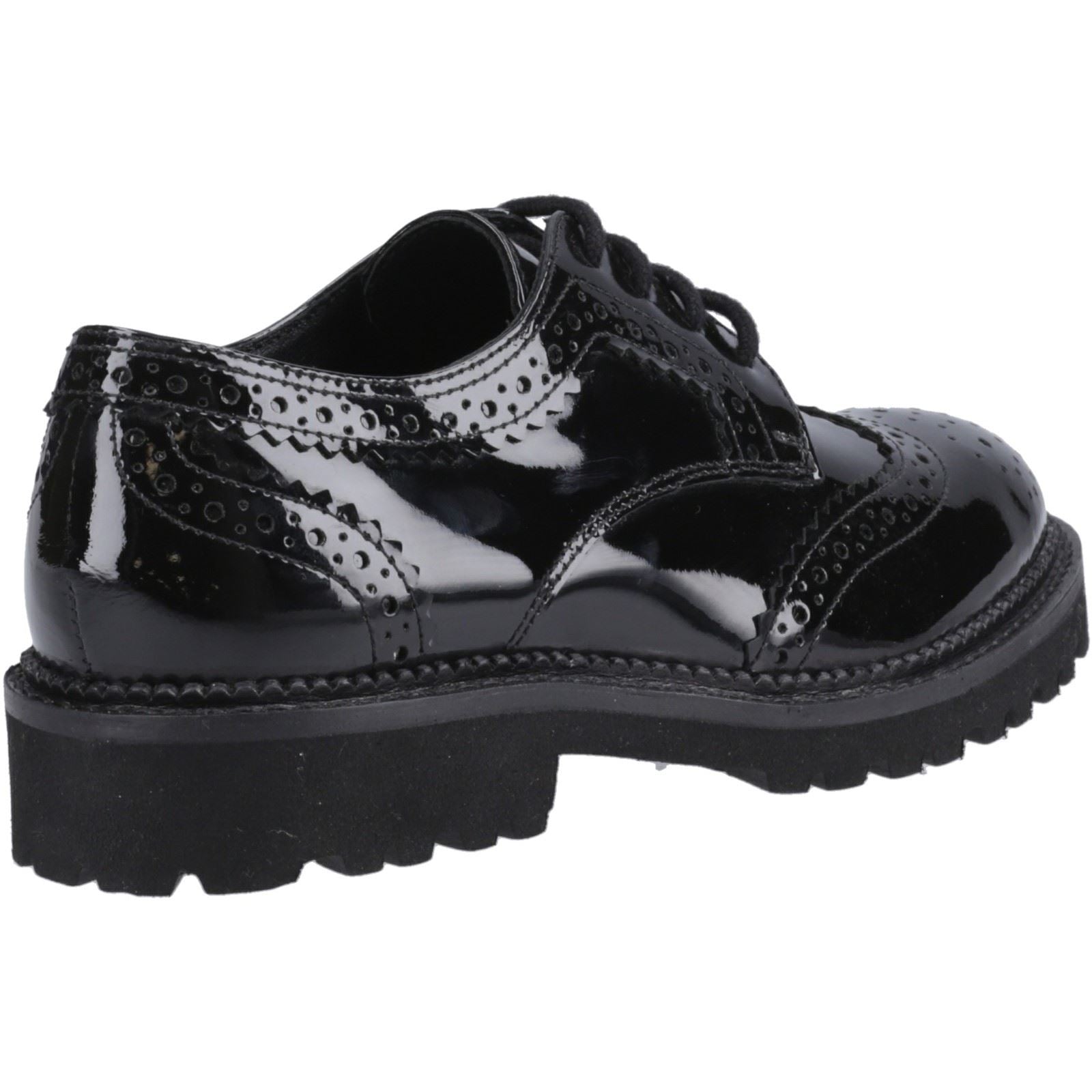 Hush Puppies Gabi Lace Up Mädchen Brogues Aus Schwarzem Leder