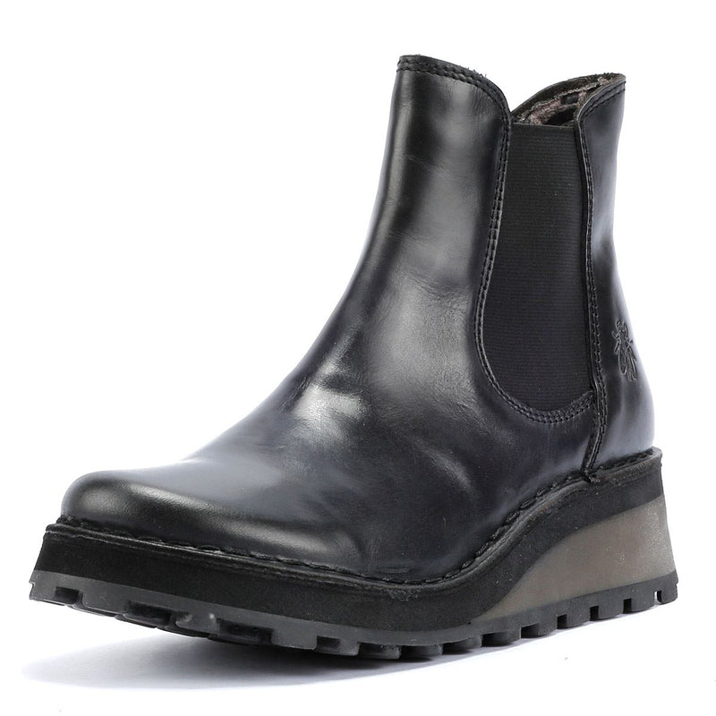 Fly London Huud Leder Damen Schwarze Farbe Stiefel