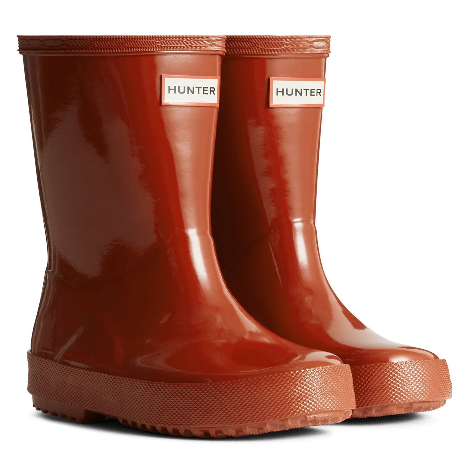 Hunter Kids First Gloss Gummimilitärrote Wellington Stiefel