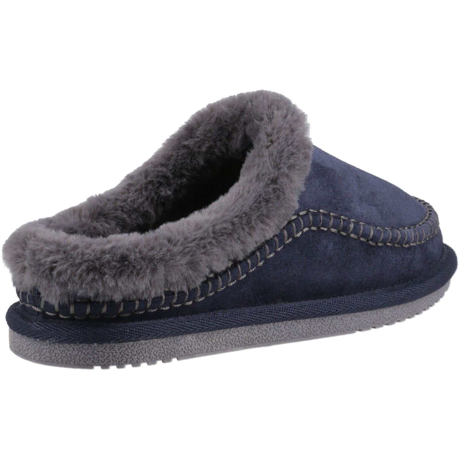 Hush Puppies Anika Damen Hausschuhe aus Wildleder in Marineblau
