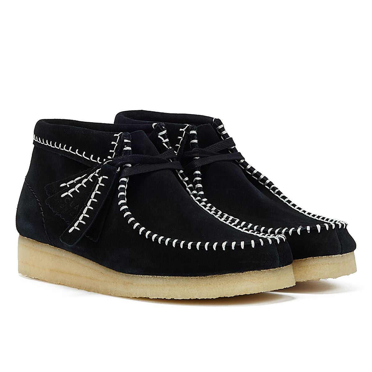 Clarks Originals Wallabee Stitch Wildleder-Damenschuhe In Schwarz Übersetzen.
