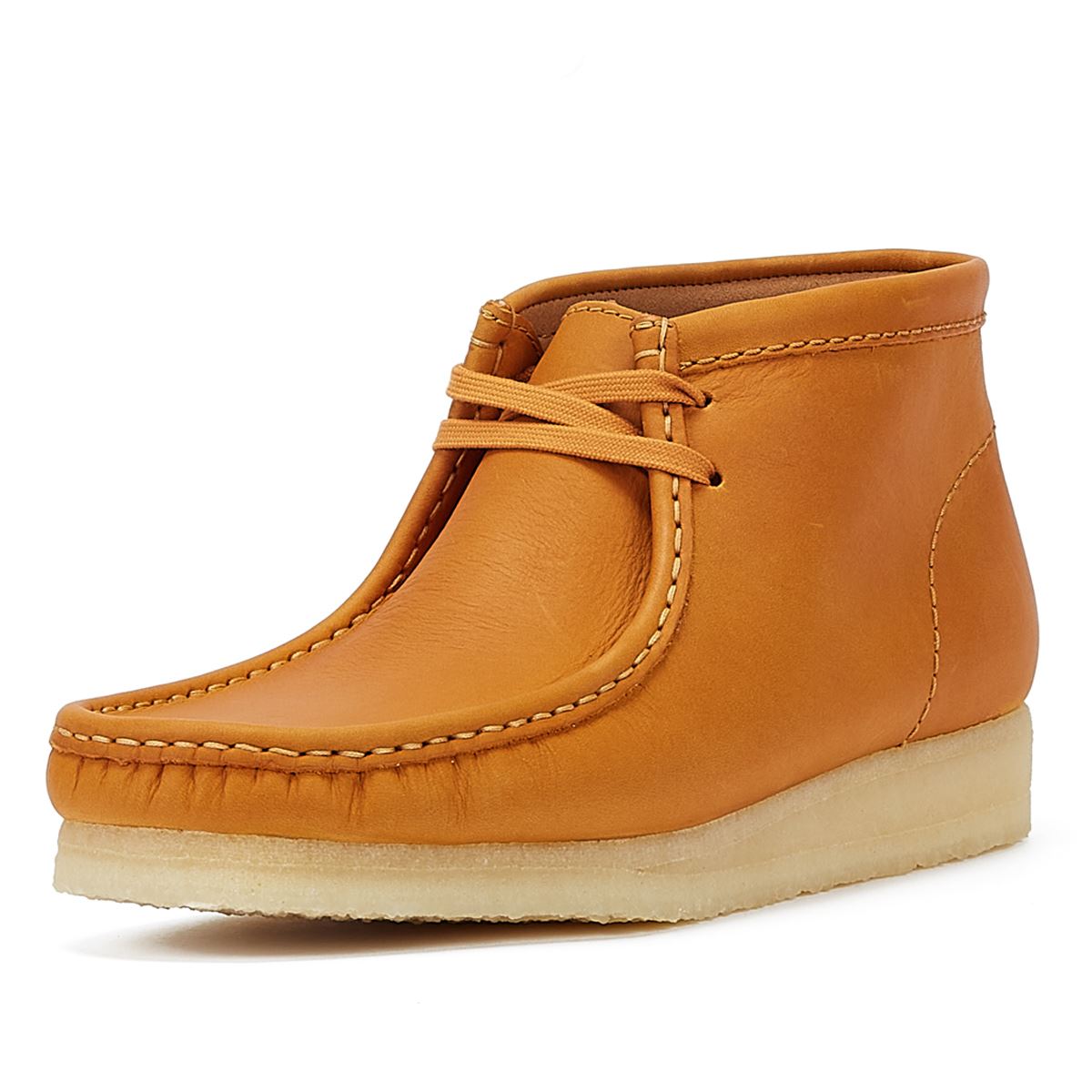 Clarks Originals Wallabee Mid Tan-Leder Herrenstiefel In Orange