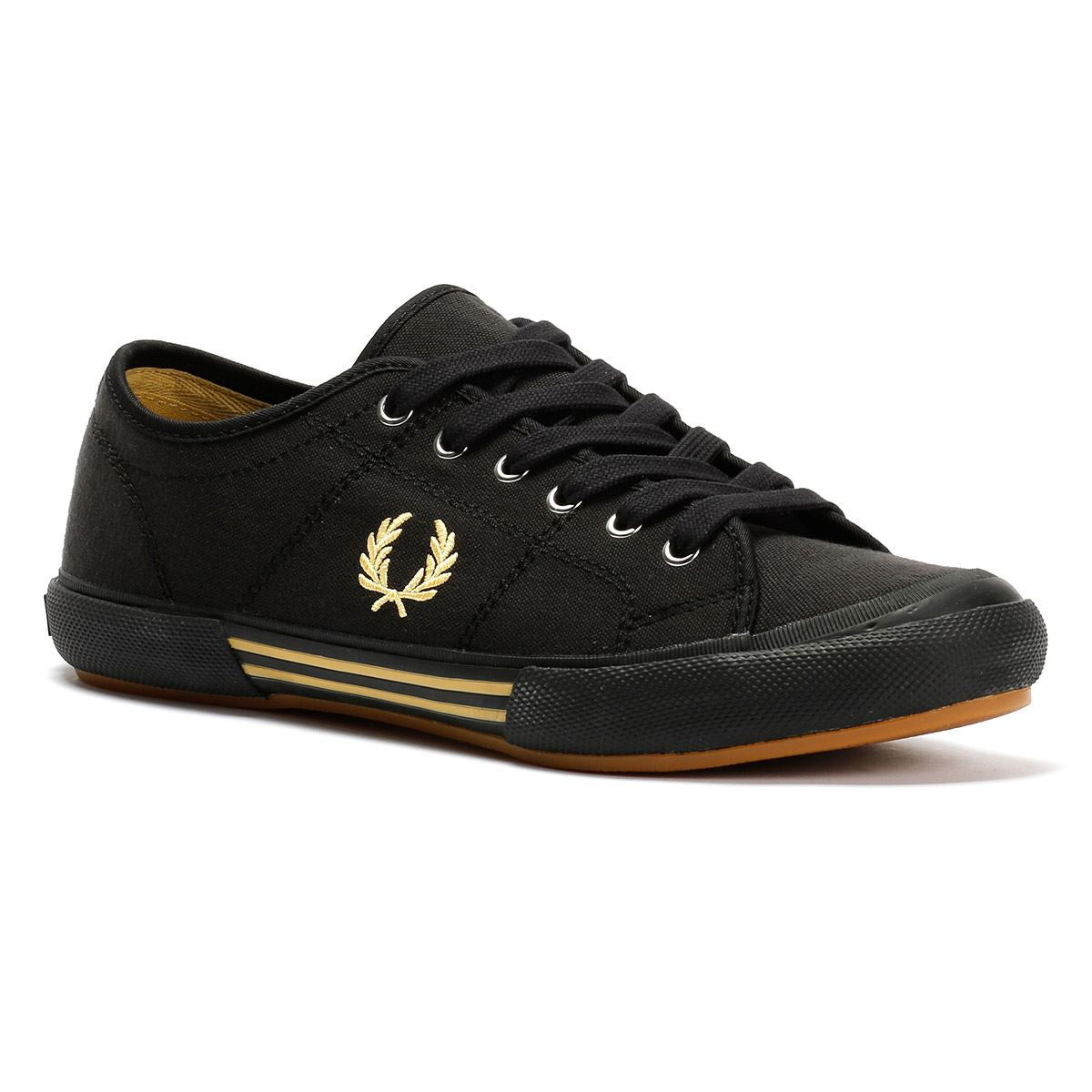 Fred Perry B708 Vintage Tennis Canvas Herren Schwarze Sneaker
