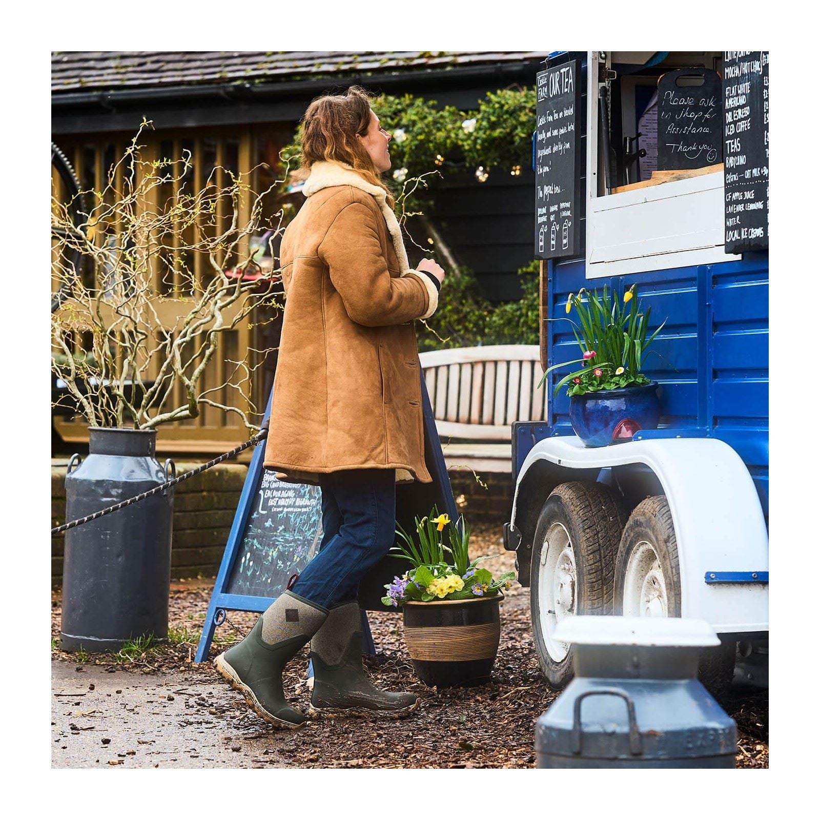 Muck Boots Arctic Sport II Mid Damen Winterstiefel in Olive/Heringbone-Muster aus Gummi