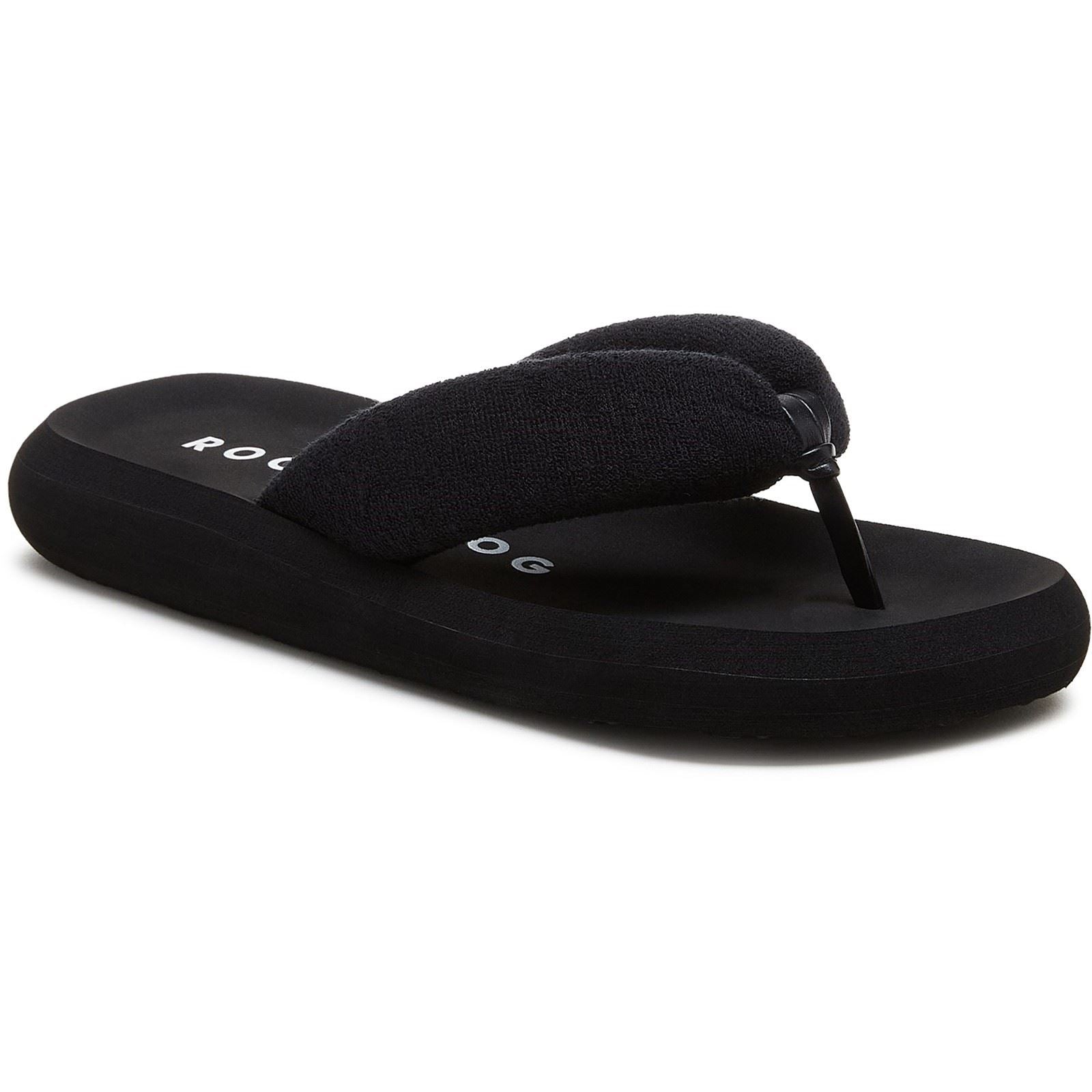 Rocket Dog Sunset Puff Atlanta Stoff Damen Schwarze Flip-Flops