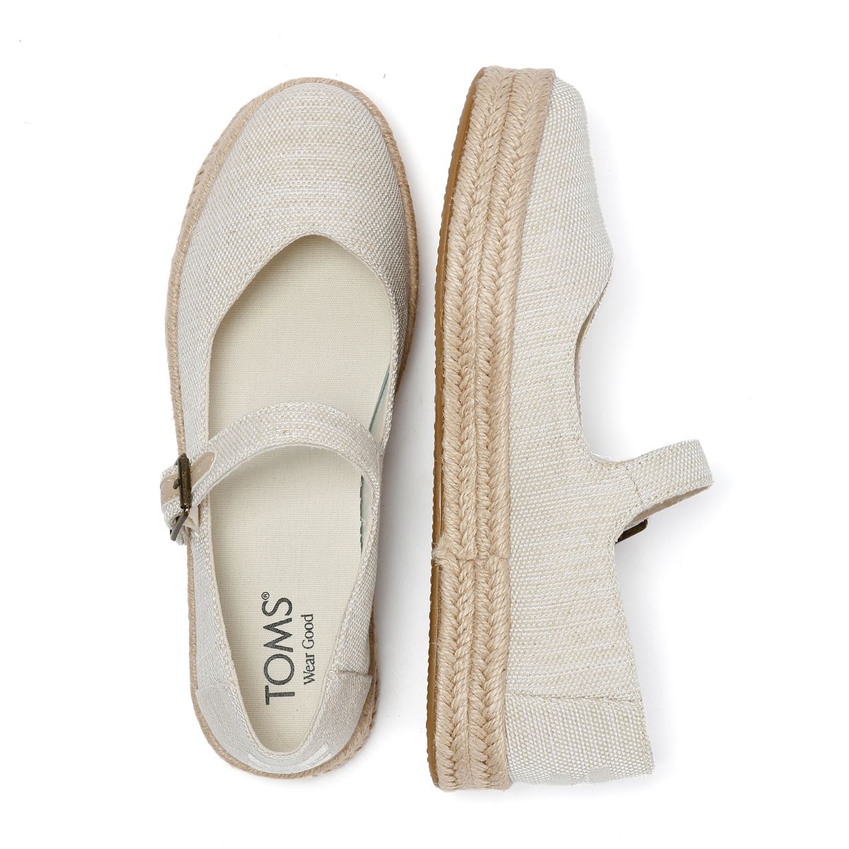 TOMS Carolina Mary Jane Textil Damen Weiße Espadrilles