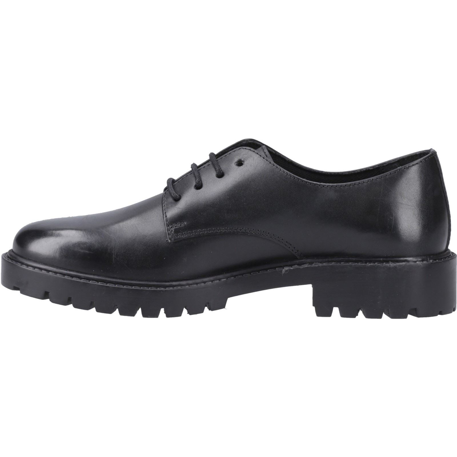 Hush Puppies Aubrey Lace Up Snr Mädchenschwarze Derby Schuhe Aus Leder