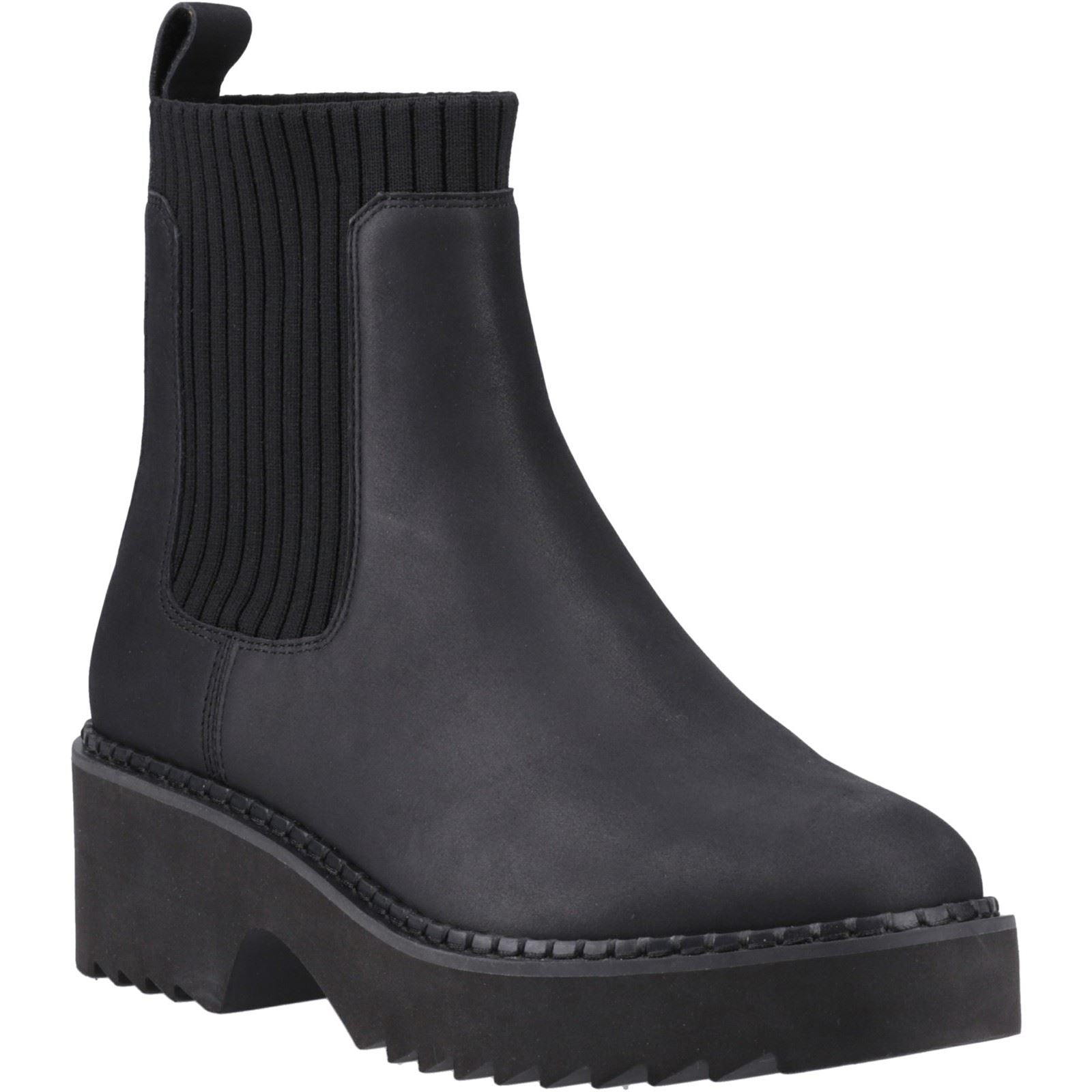 TOMS Millie Leder Damen Schwarze Absatz Stiefeletten