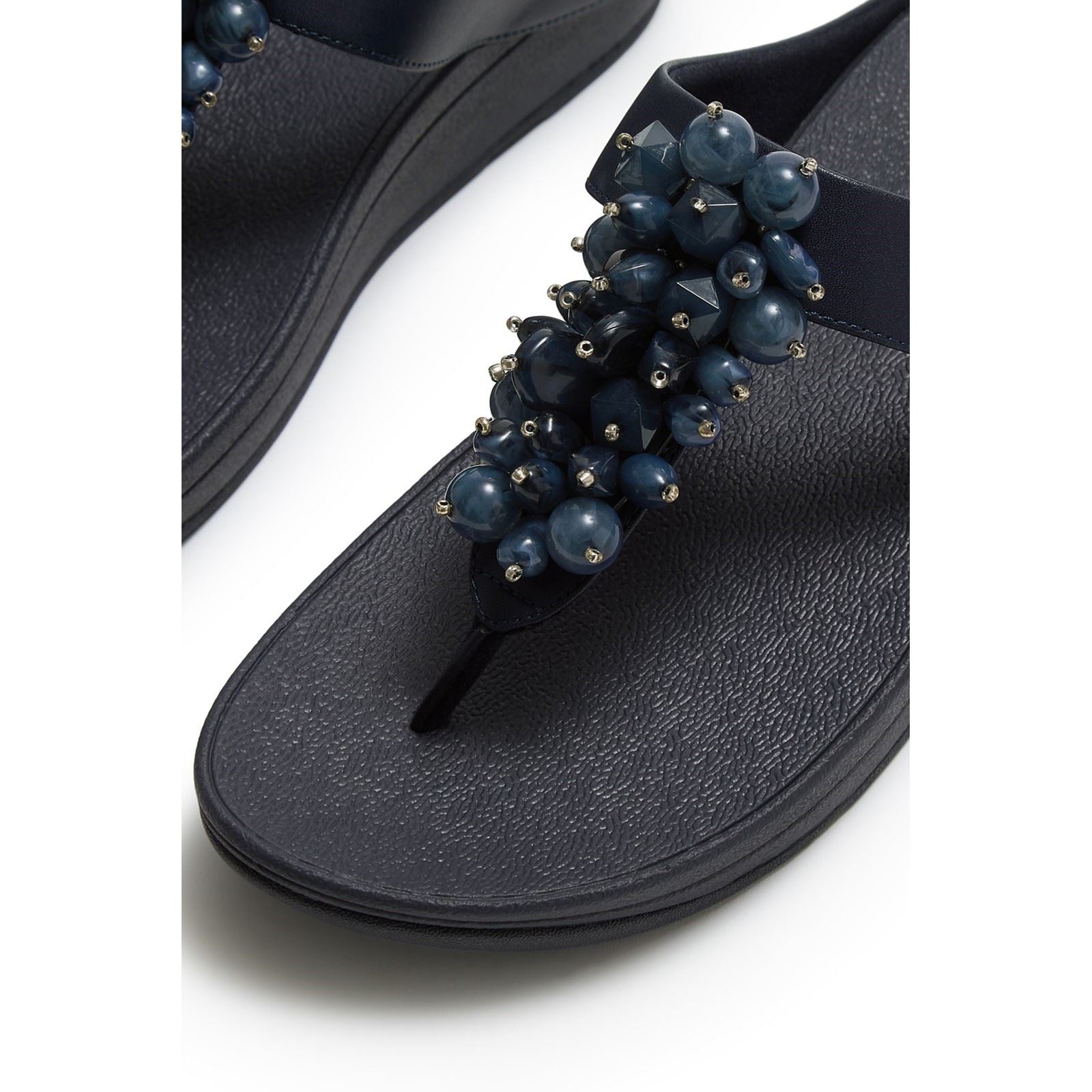 Fitflop Fino Toe-Post Polyurethan Damen Sandalen In Mitternachtsblau