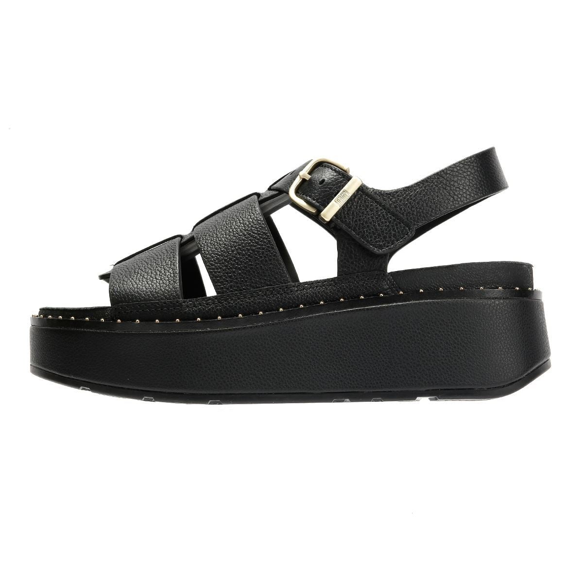 FitFlop GEN-FF Max Fisherman Tumbled Leder Damen Schwarze Sandalen