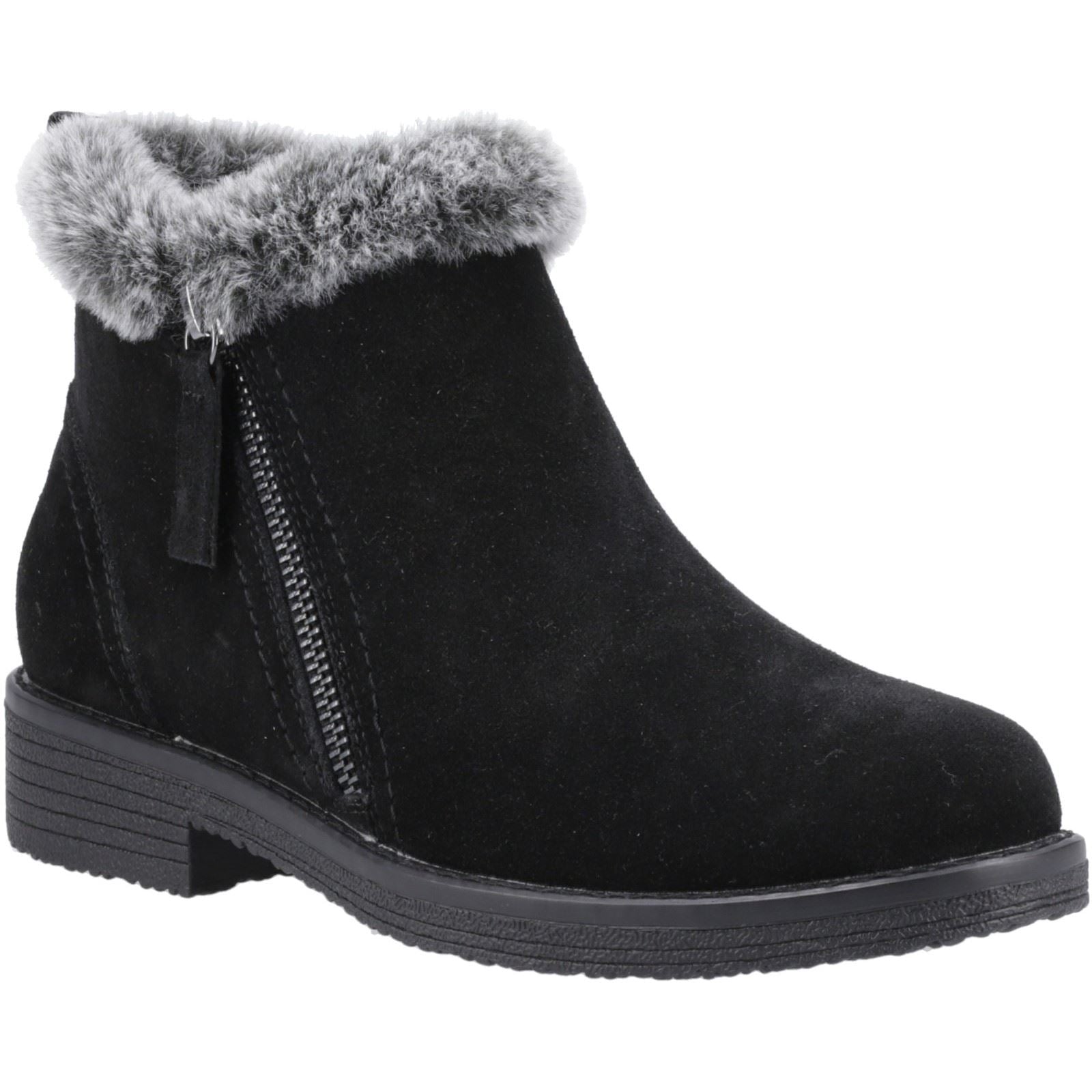 Hush Puppies Marnie Damen Wildleder Winterstiefeletten in Schwarz