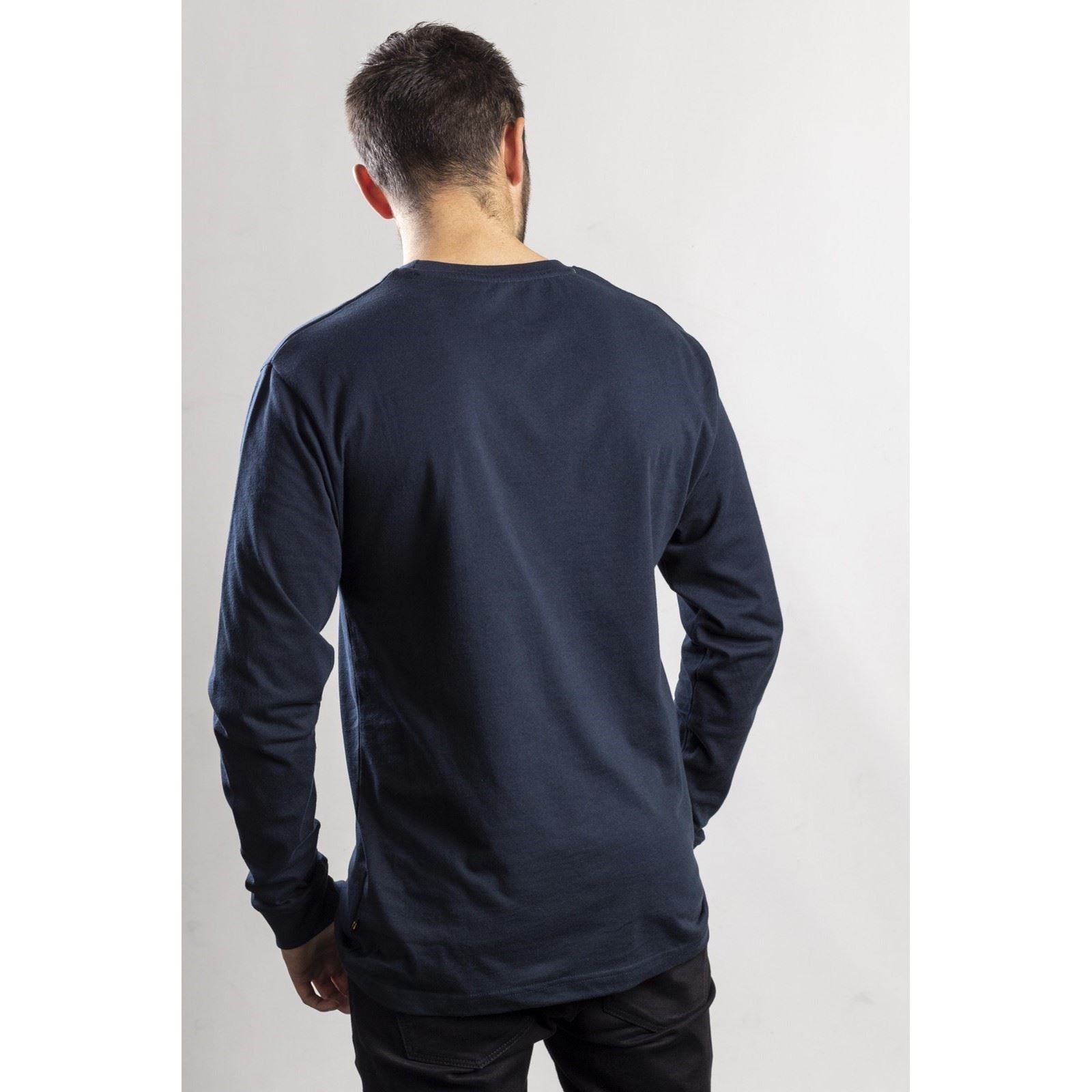 Caterpillar Trademark Banner Long Sleeve Baumwolle Herren Blau T-Shirt
