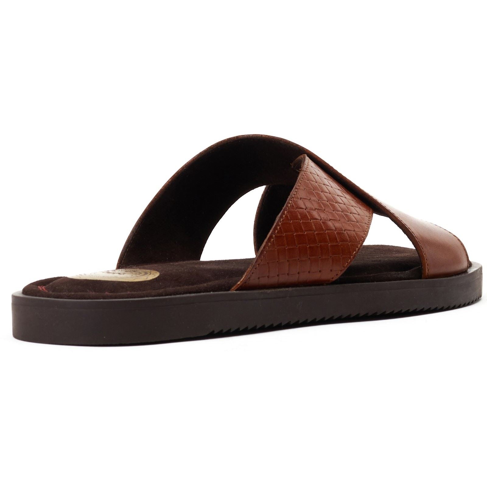 Base London Astro Leder Herren Sandalen In Verbranntem Tan