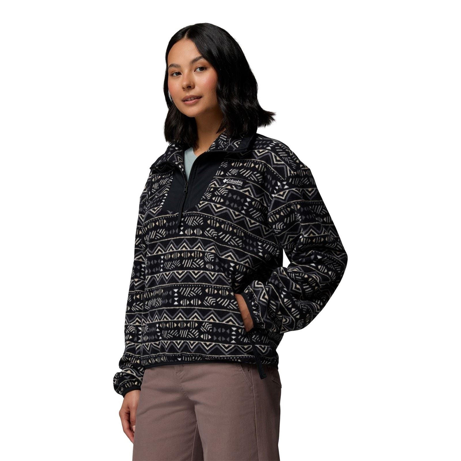 Columbia Sequoia Grove Printed Half Zip Polyester Damen Schwarze Farber Fleece Pullover