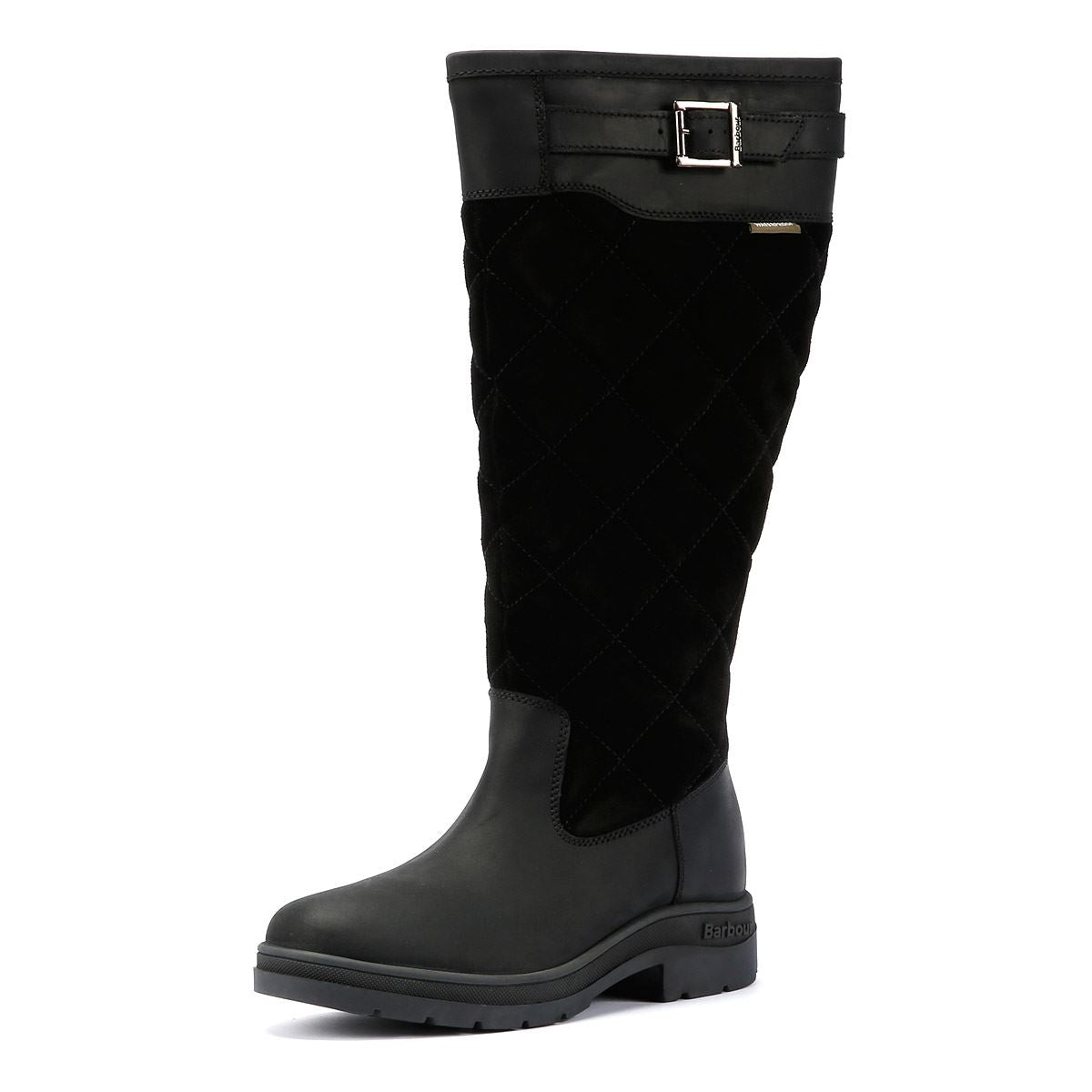 Barbour Oak Tall Damenstiefel Aus Schwarzem Wildleder