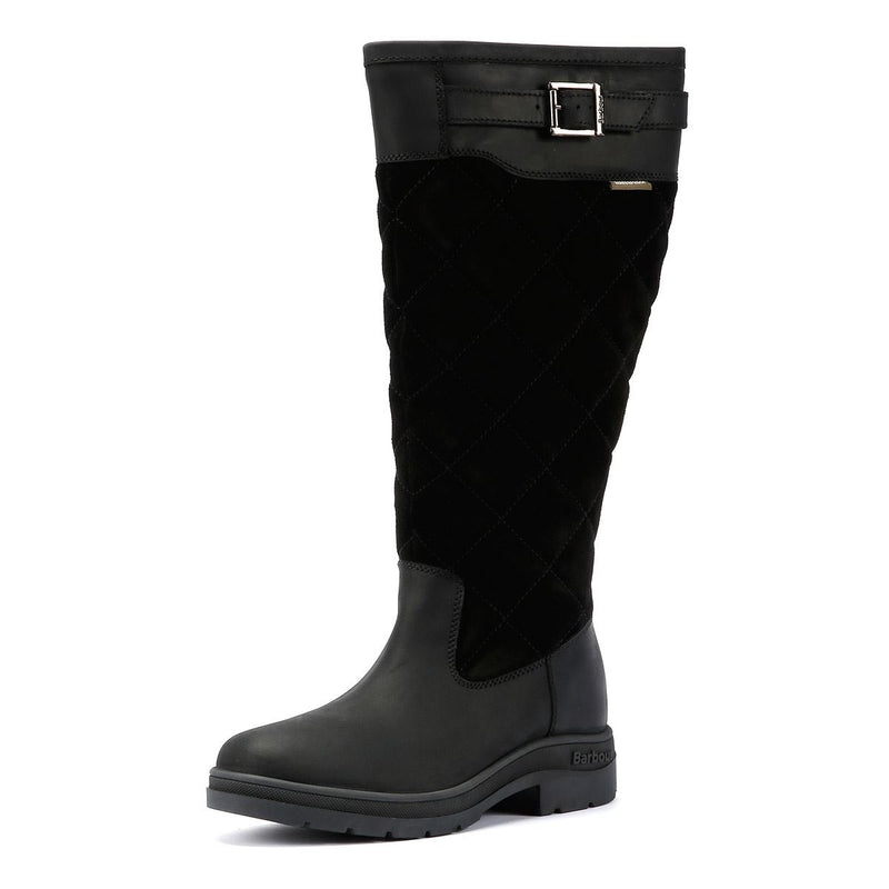 Barbour Oak Tall Damenstiefel Aus Schwarzem Wildleder