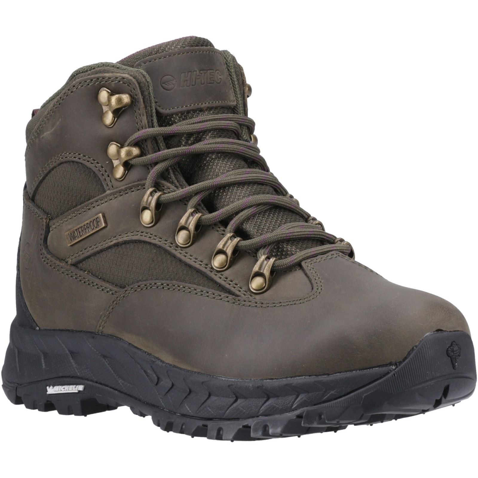 Hi-Tec Euro Trail Damen Wanderstiefel Aus Leder In Khaki