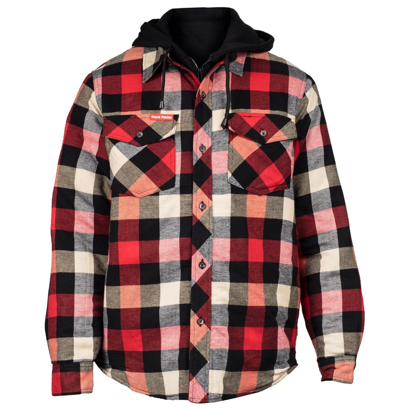 Hard Yakka Quilted Flannel Shacket Herren Rotes Hemdjacke