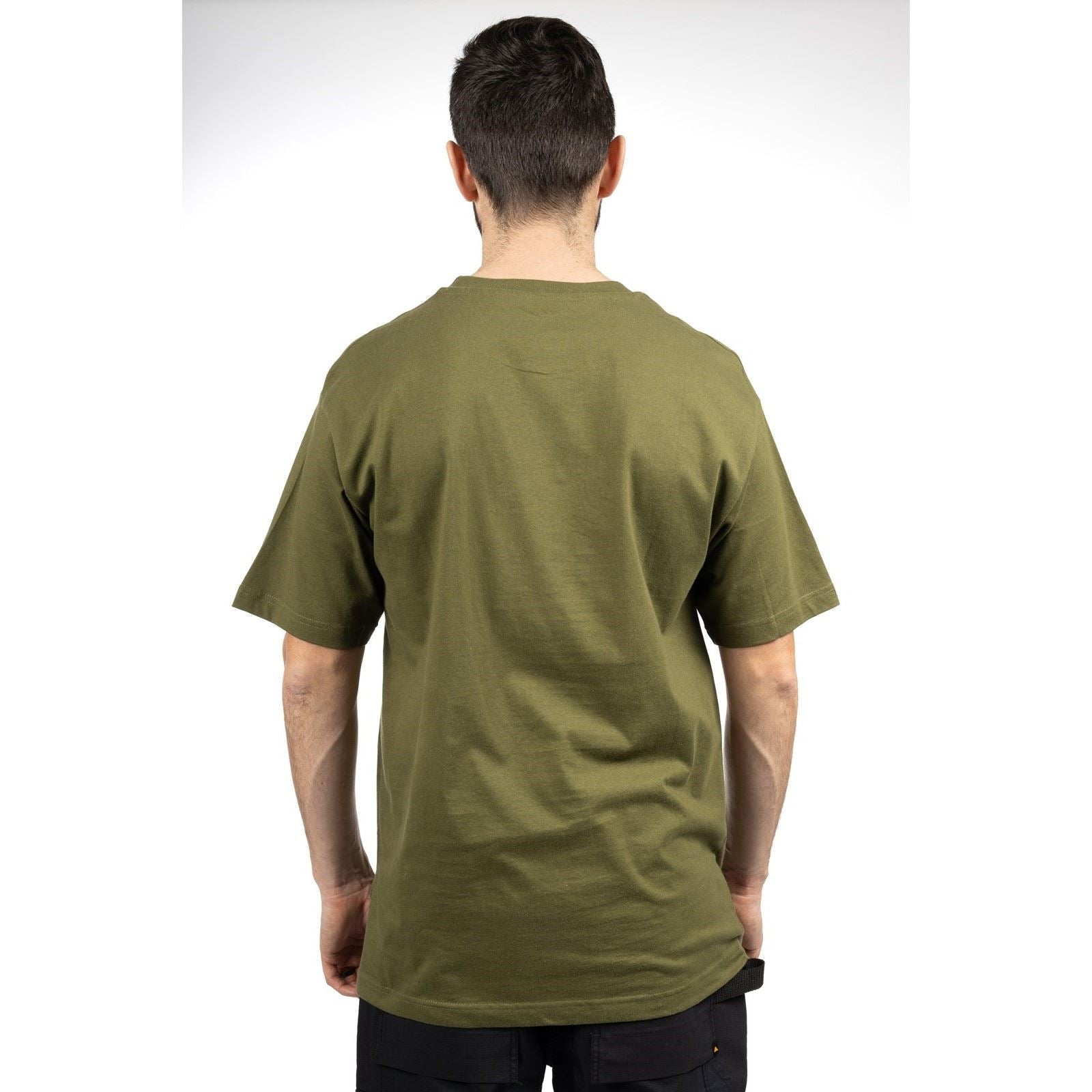 Caterpillar Trademark Logo Baumwoll Herren Grüne Kurzarm T-Shirts