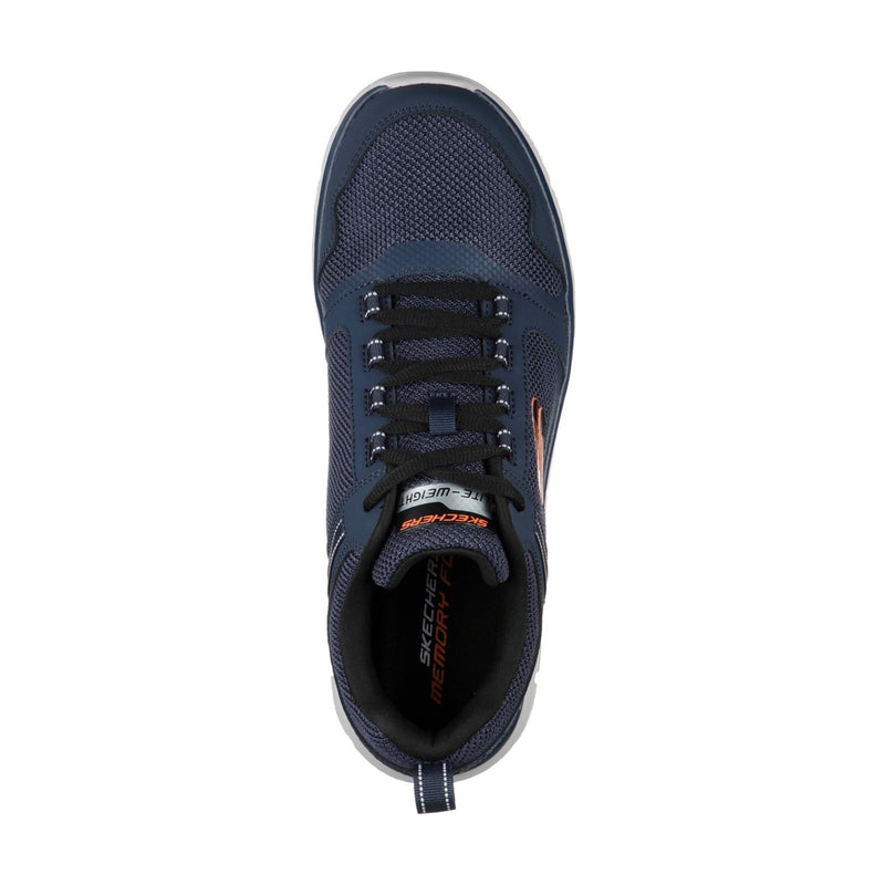 Skechers Track Knockhill Leder-Herren-Sneaker In Marineblau/Orange