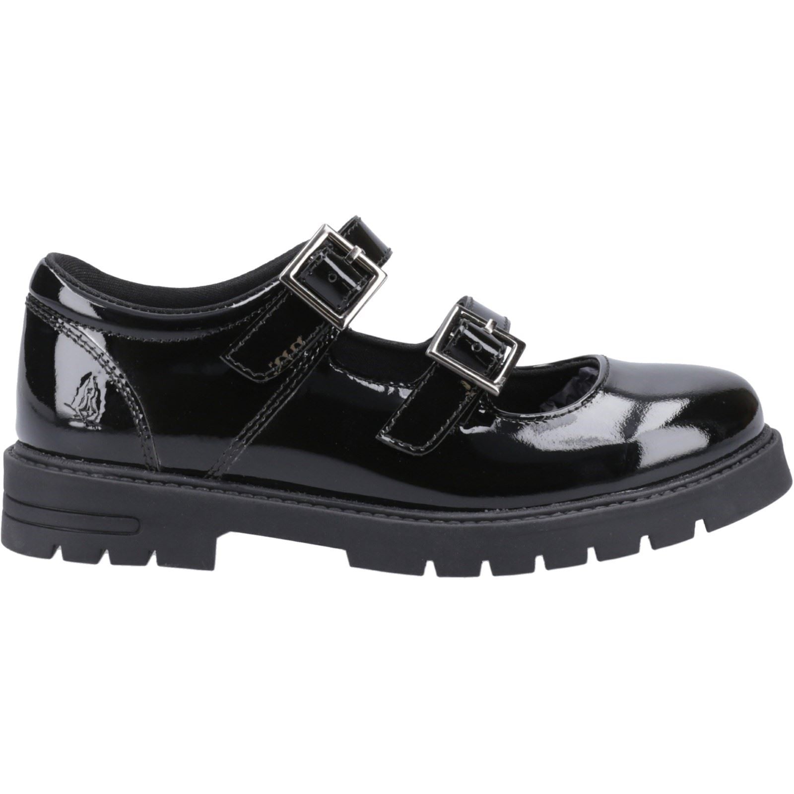 Hush Puppies Ella Patent Senior Mädchenschuhe Aus Schwarzem Leder