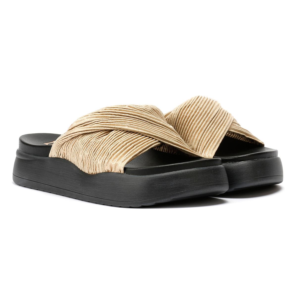 Desert Fleur Gabbro Satin Damen Sandalen In Gold