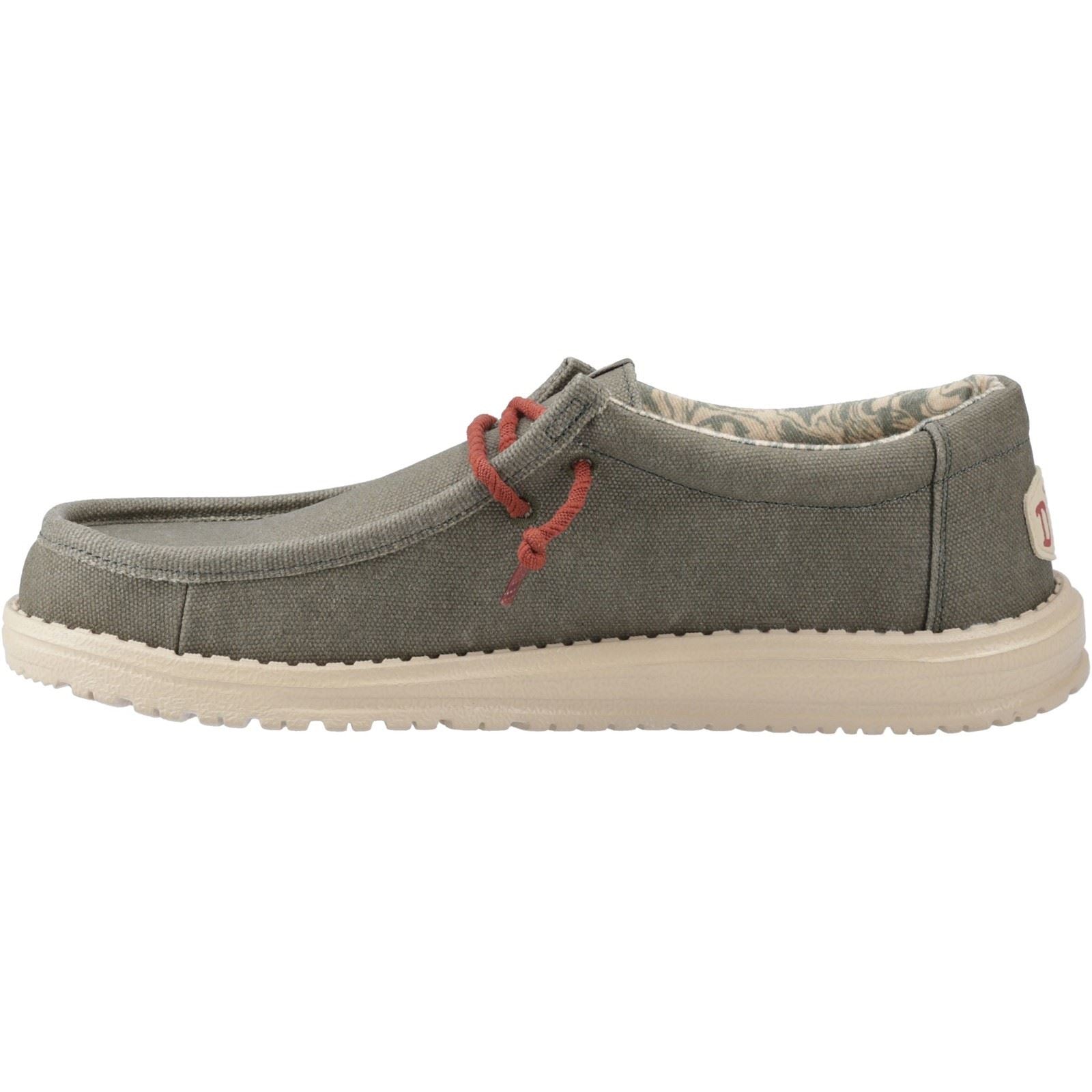 HEYDUDE Wally Waxed Stoff Herren Olivene Bootschuhe