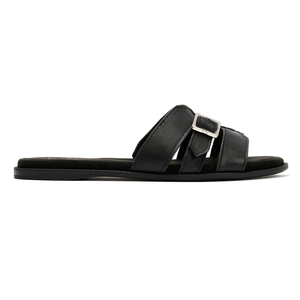 TOMS Sol Mule Leder Damen Schwarze Sandalen