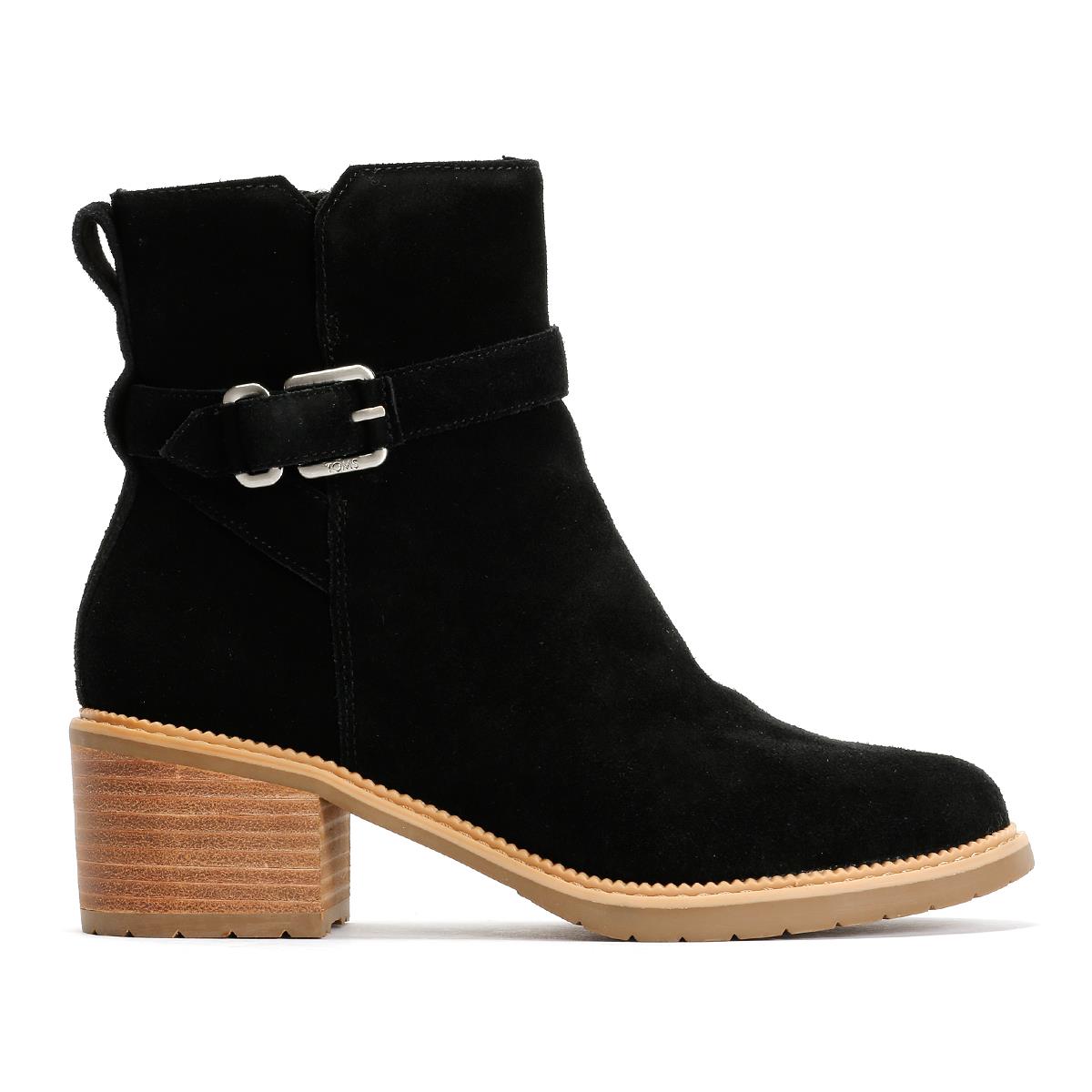 TOMS Hailey Buckle Wildlederschwarze Damenstiefel