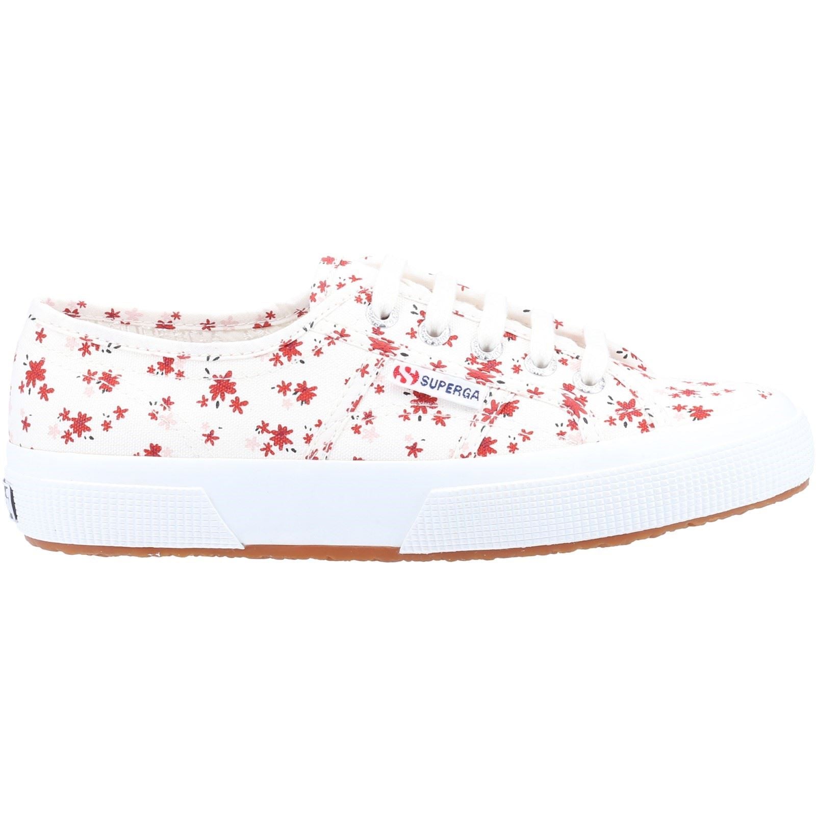 Superga 2750 Print 100% Baumwoll-Damensneaker In Weiß/Rot