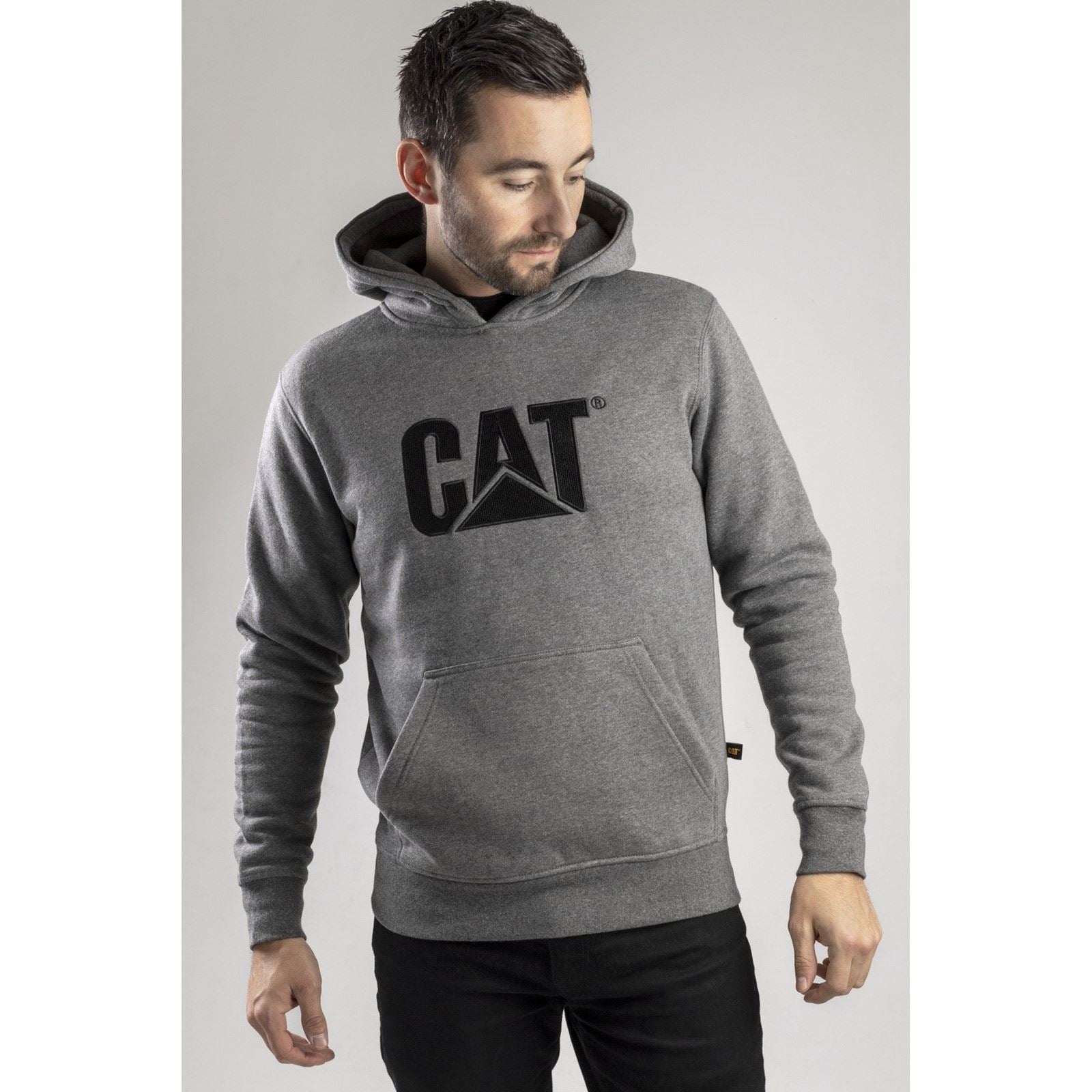 Caterpillar Trademark Baumwoll Herren Graues Kapuzensweatshirt