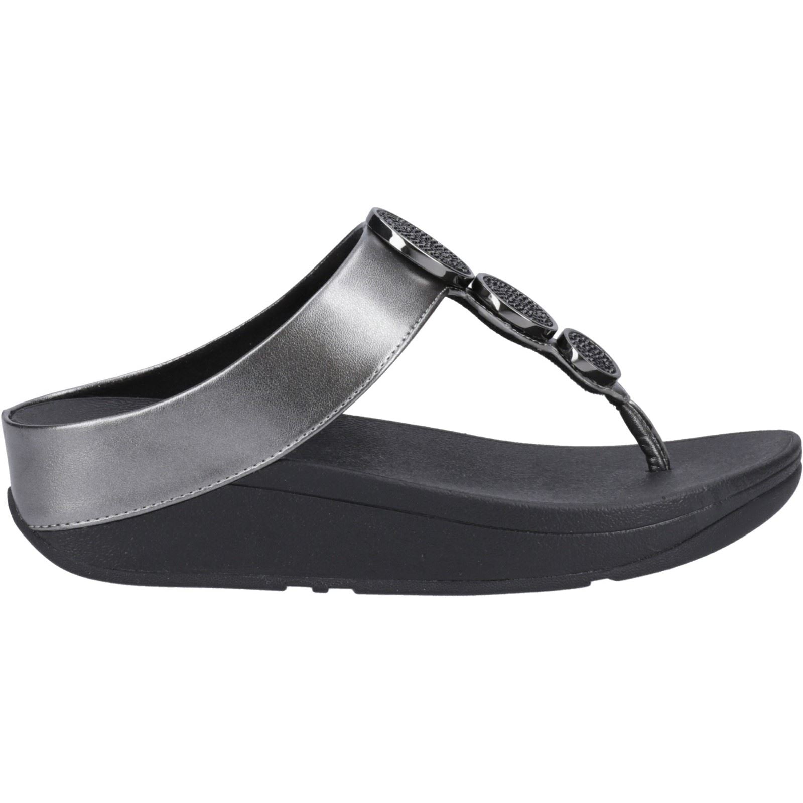 Fitflop Halo Polyurethan Damen Sandalen In Pewter Schwarz