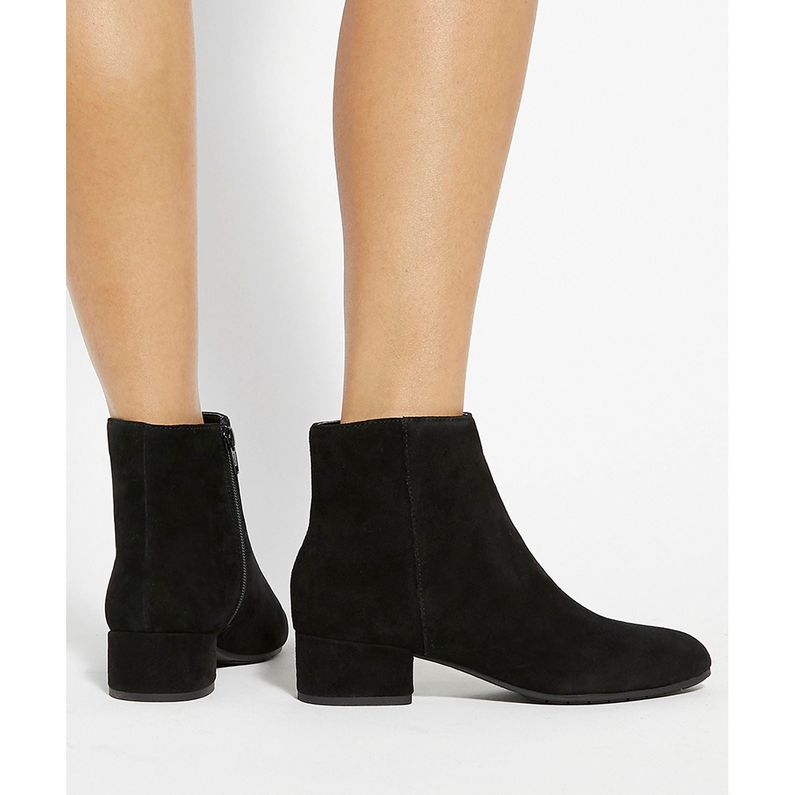 Dune Pippie Damen Stiefeletten aus schwarzem Leder mit Absatz