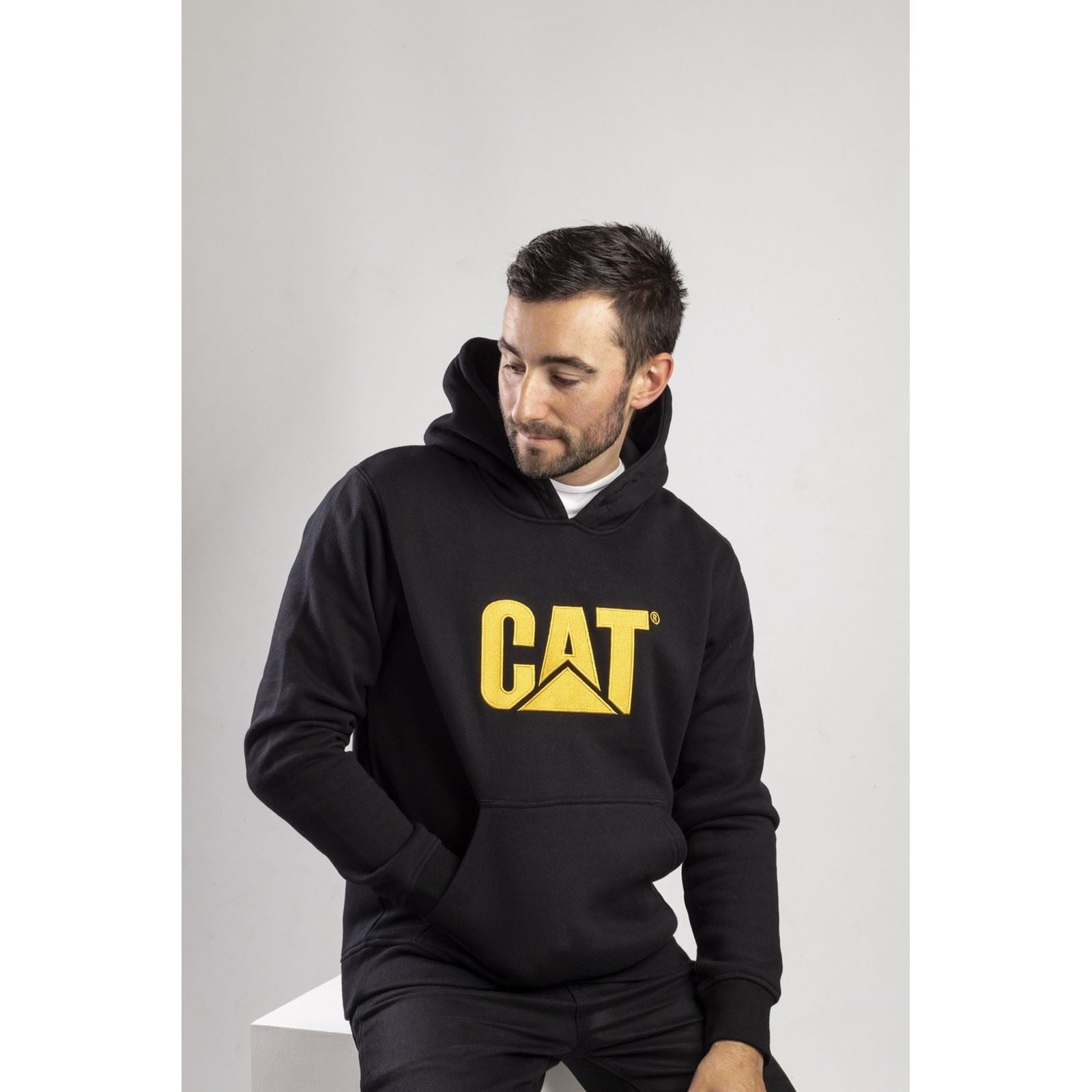 Caterpillar Trademark Baumwolle Herren Schwarzes Kapuzensweatshirt