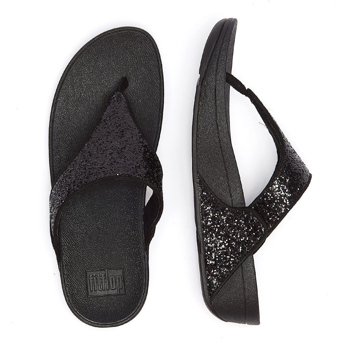 FitFlop Lulu Glitter Damen Schwarze Flip-Flops